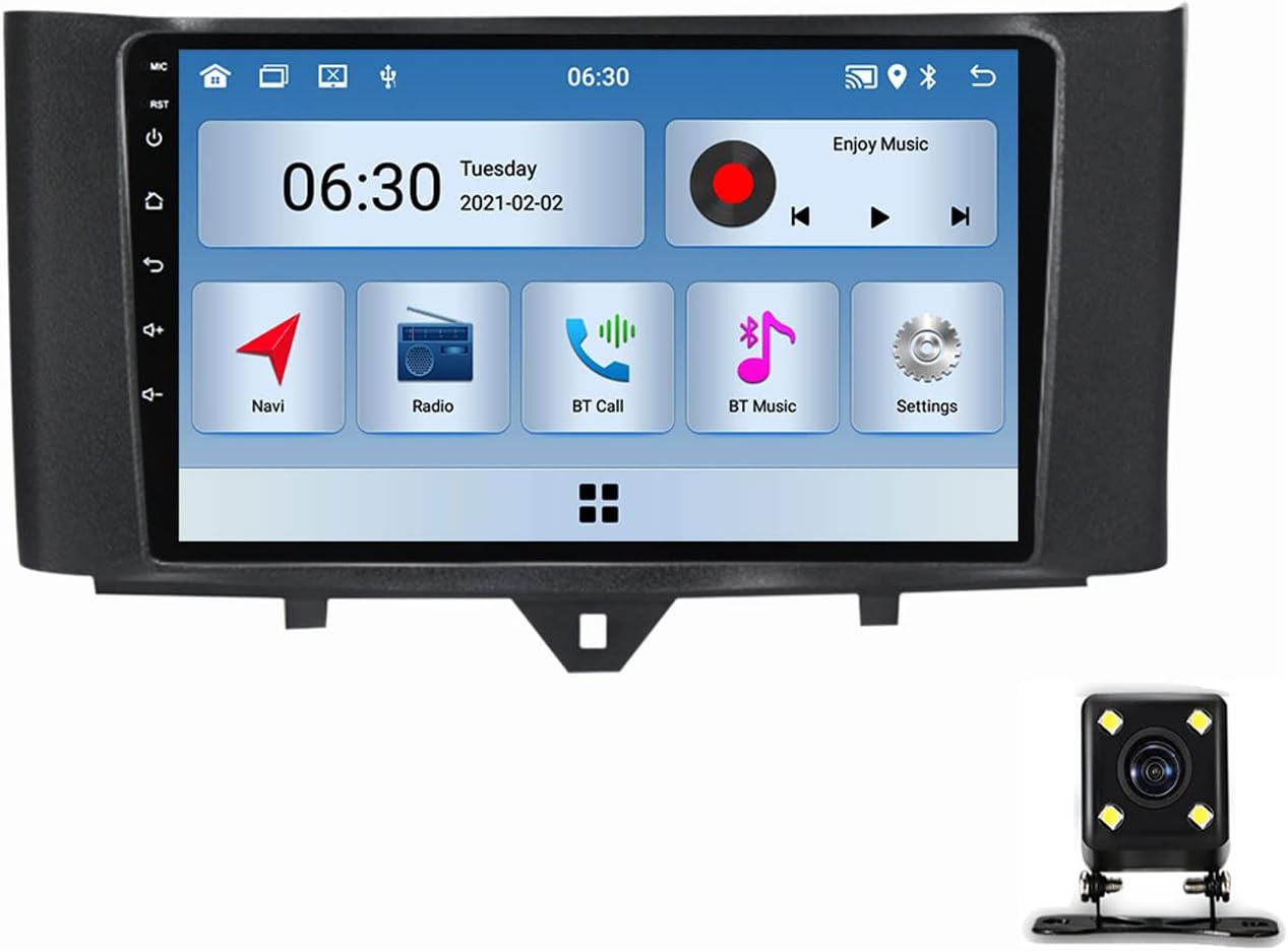 Double Din Car Stereo with Bluetooth 9 Inch Touchscreen Radio Receiver for Benz Smart Fortwo 2011~2015 Support Carplay/Mirror Link/Android Auto/USB/DSP/RDS, with Backup Camera