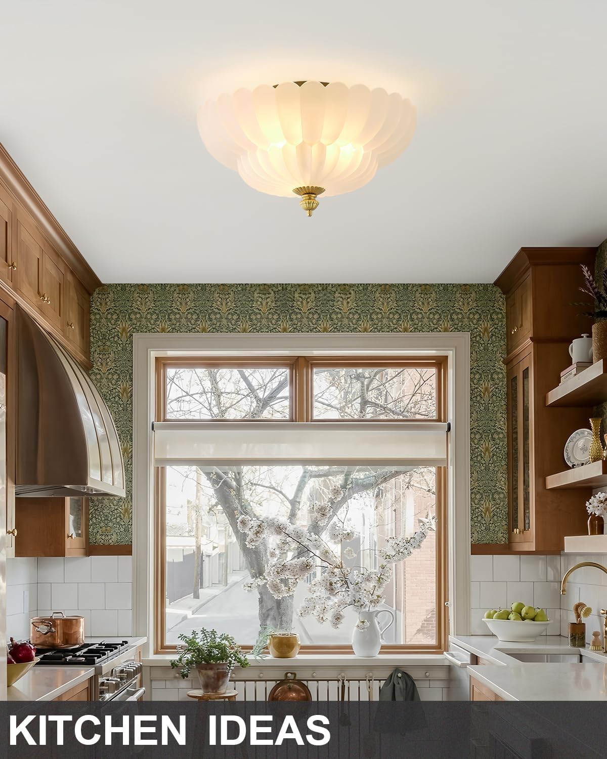 ANYLOVE Modern 12Inch Frosted Glass Flower Glass Semi Flush Mount Ceiling Light, 3 Light for Living Room Bedroom Hallway Entryway Foyer