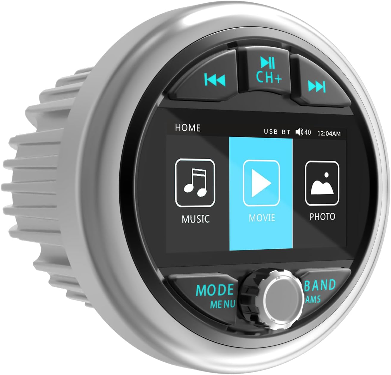 Bluetooth Marine Gauge Radio Receiver - Waterproof Boat Stereo - Digital Multimedia MP5 Player USB AM FM Tuner 4 x 50 Watts Audio System for ATV UTV