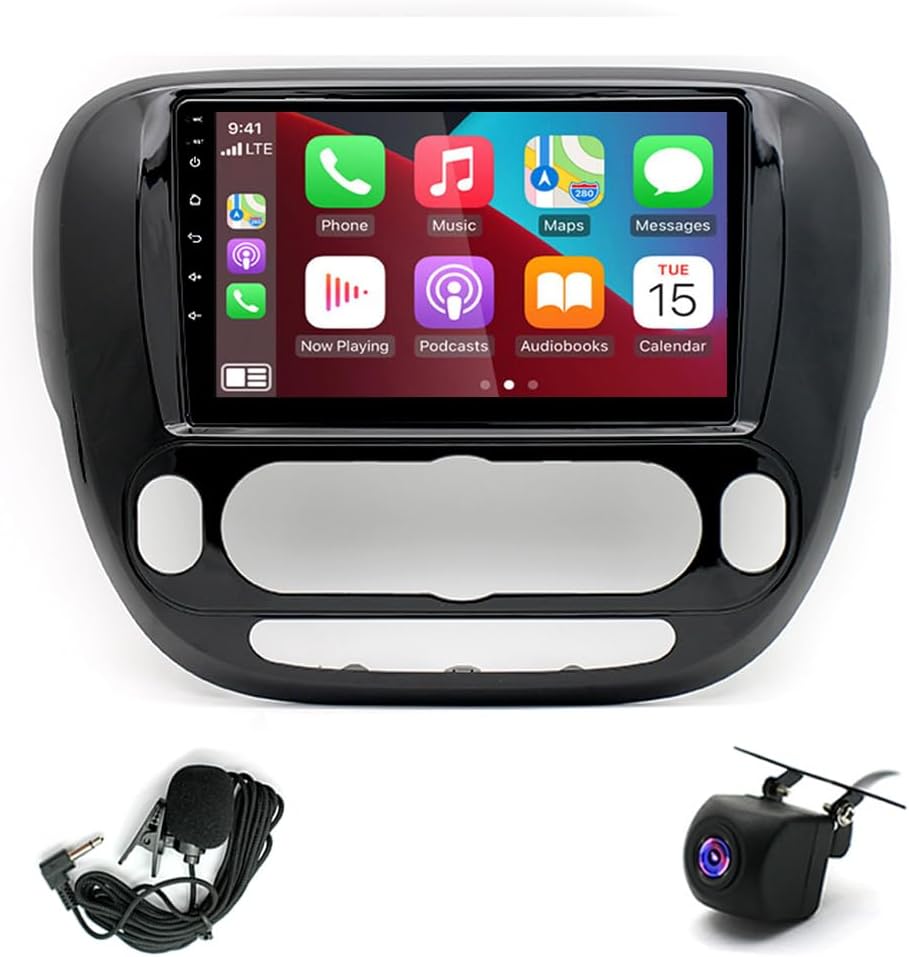 2+32G Car Stereo Radio, Slakerbe Android 12 Car Stereo with Android Auto Fit for 2013-2019 KiaSoul Radio 9-inch Touchscreen Head Unit with WiFi FM/RDS Microphone +AHD Backup Camera
