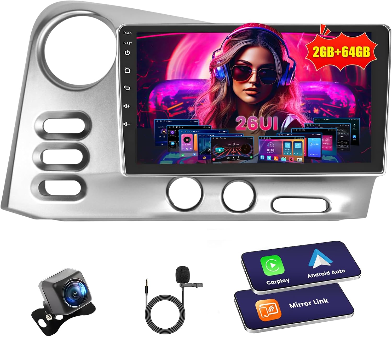 [2+64GB] Android 15 Car Stereo for Toyota Corolla Matrix 2003-2008 with Wireless Carplay Android Auto, 9