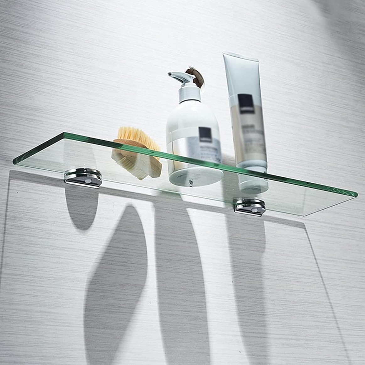 IOCCIOBB Bathroom Glass Shelf Bathroom Glass Shelf, 8 MM-ThickTempered Glass Shower Storage, Wall Mount Glass Floating Shelves (Size : 34cm)