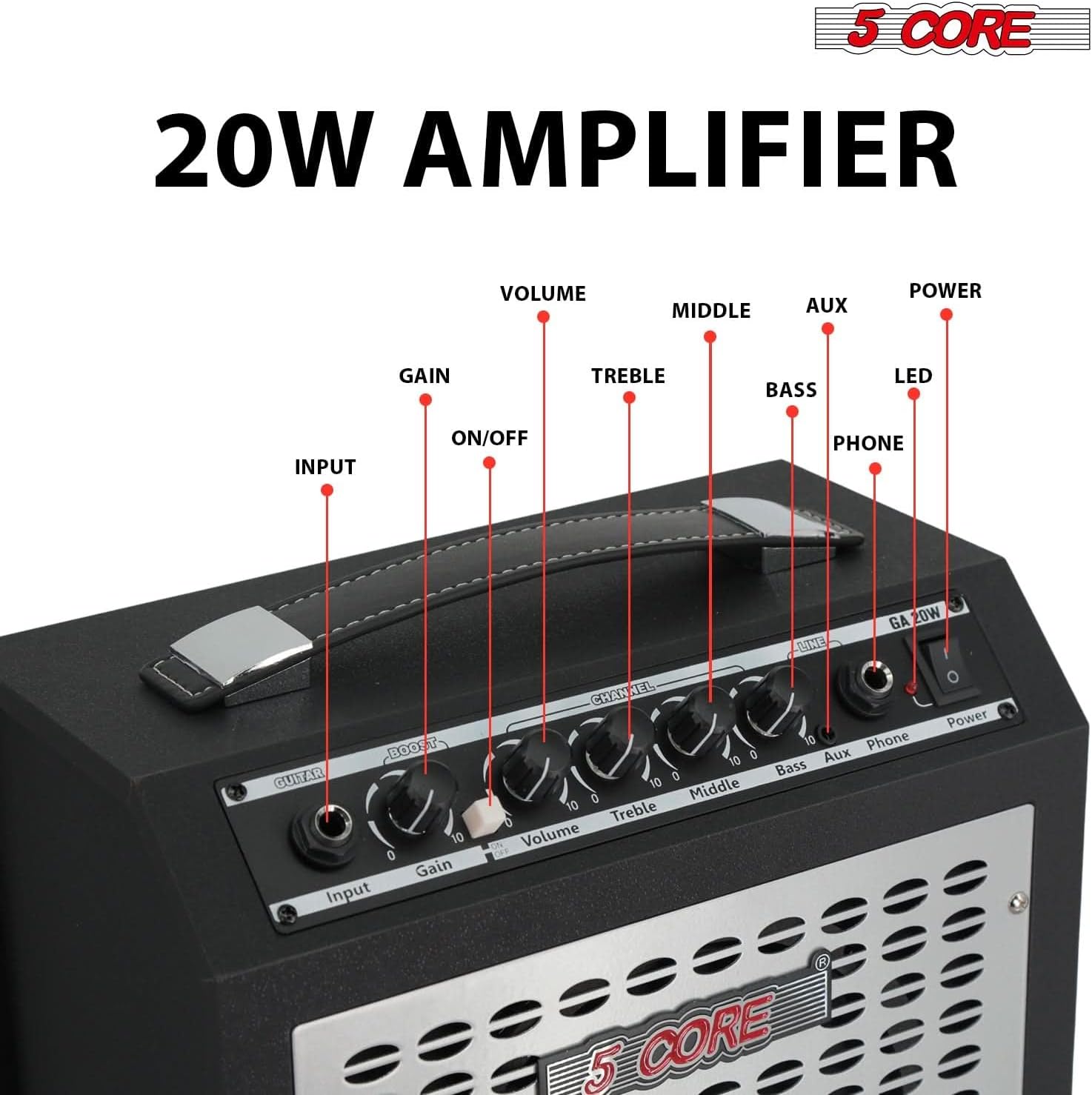 5 Core Guitar Amp 80 Watt Electric Amplifier w Built in 10