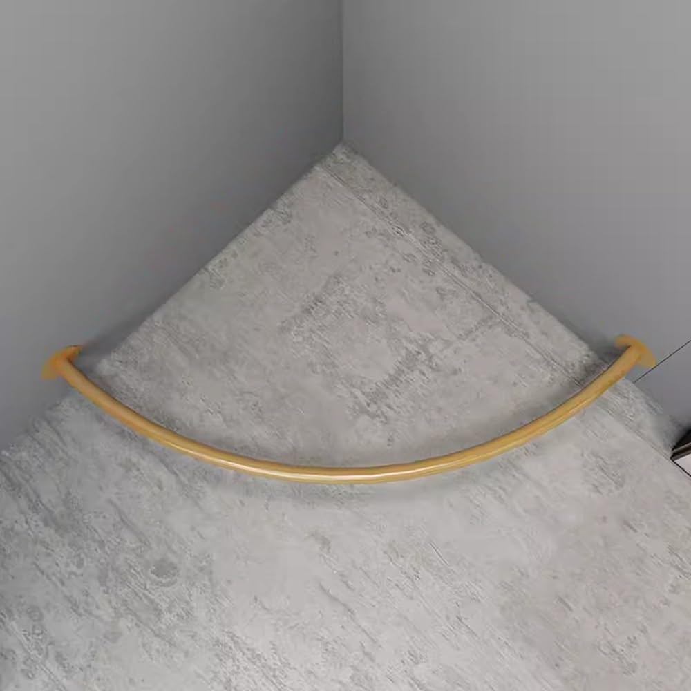 Corner Hanging Rod for Fitting Room/ Changing Room/ Clothing Store, Wall Mount Curved Room Divider Curtain Rod For Bathroom Shower, Dorm Room and Small Space ( Color : Gold , Size : 110x110cm/43.3x43.