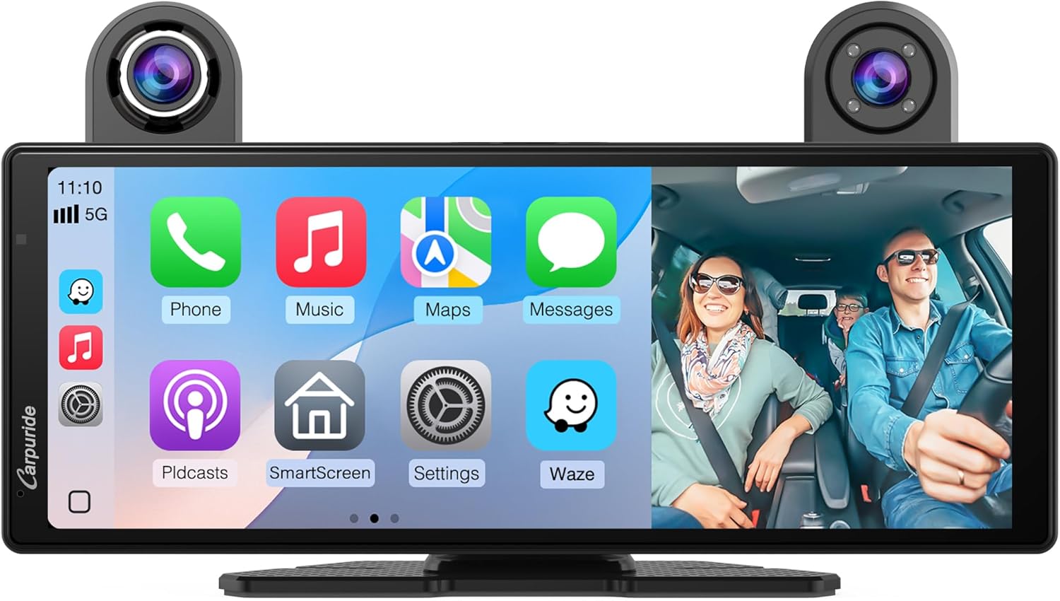 CARPURIDE 10.26 Inch HD Wireless Carplay & Android Auto Screen, 4K+1080P+1080P Dash Camera for Cars with 64GB Card, with Loop Recording, Bluetooth, Voice Control, GPS, FM, Super Link