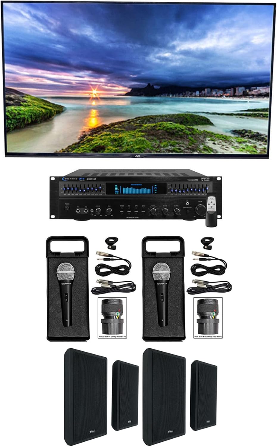 Technical Pro Home Karaoke Machine System Bundle with (4) 5.25