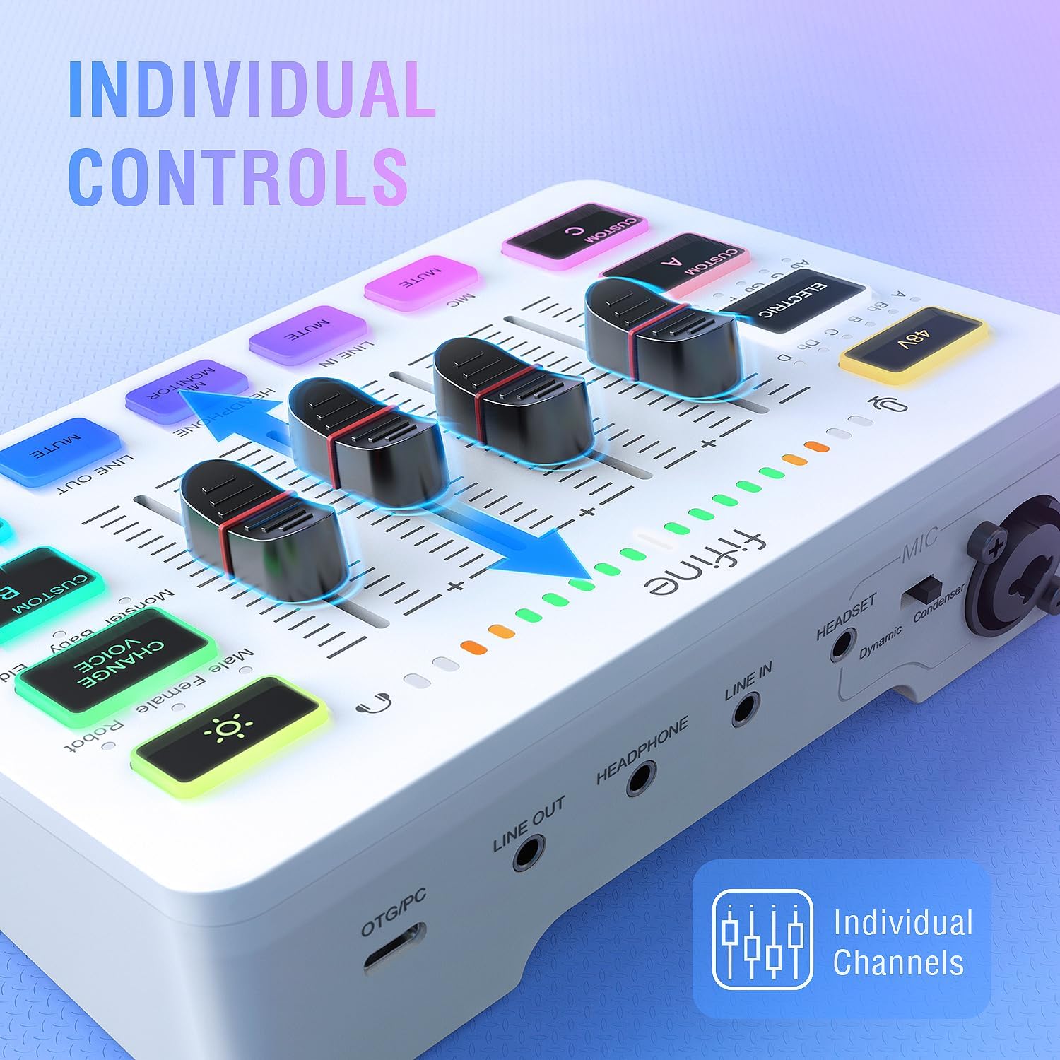 FIFINE XLR Microphone and Audio Mixer, Condenser Podcast Mic for Recording, Vocal, Voice-Over,Gaming Streaming PC Mixer with Slider Fader,XLR Microphone Interface,for Video/Game Voice(K669C+SC3W)