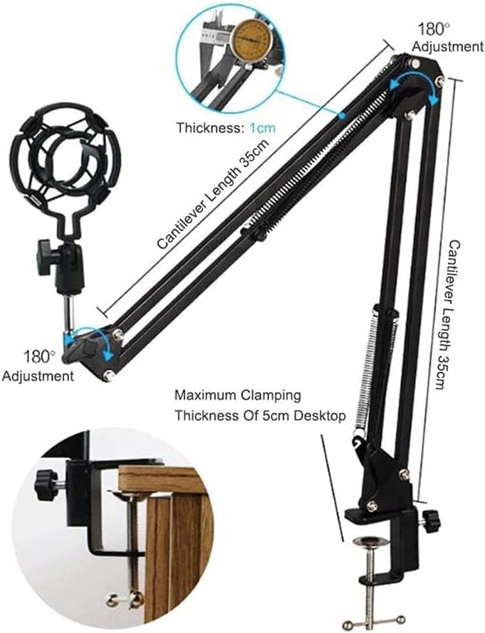 Condenser Microphone Kit with Armature, Foam Cover for Webcasting Online Singing Vocal Microphone, Silver