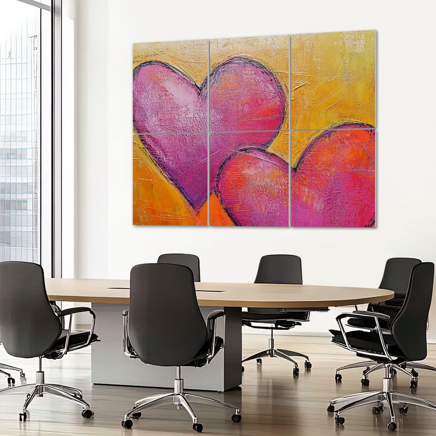 6 Pack Art Acoustic Panels Sound Absorbing Abstract Colorful Textural Heart Pink Orange Textured Surface Bold Decorative Soundproof Wall Panels Self Adhesive for Recording Studios Office 72