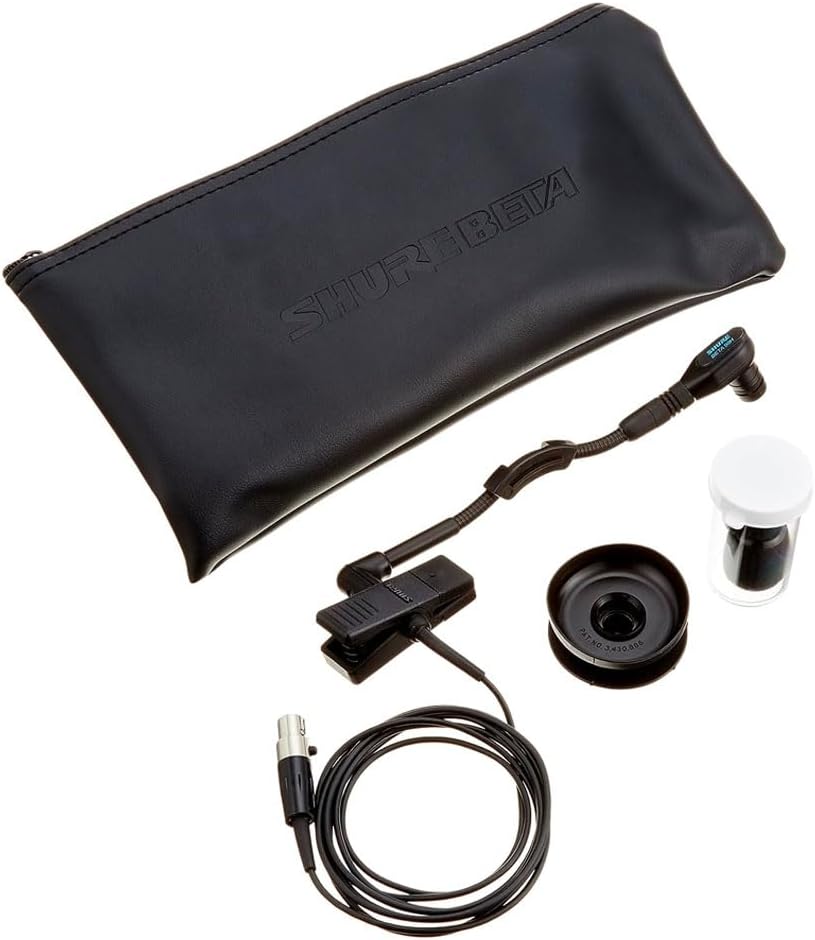 Shure Wireless BETA 98H/C Microphone - Miniature Instrument Mic with TA4F 4-pin mini XLR Connector, Cardioid Condenser, Clip-on with Gooseneck for Sax/Brass or Rim of Percussion (WB98H/C)