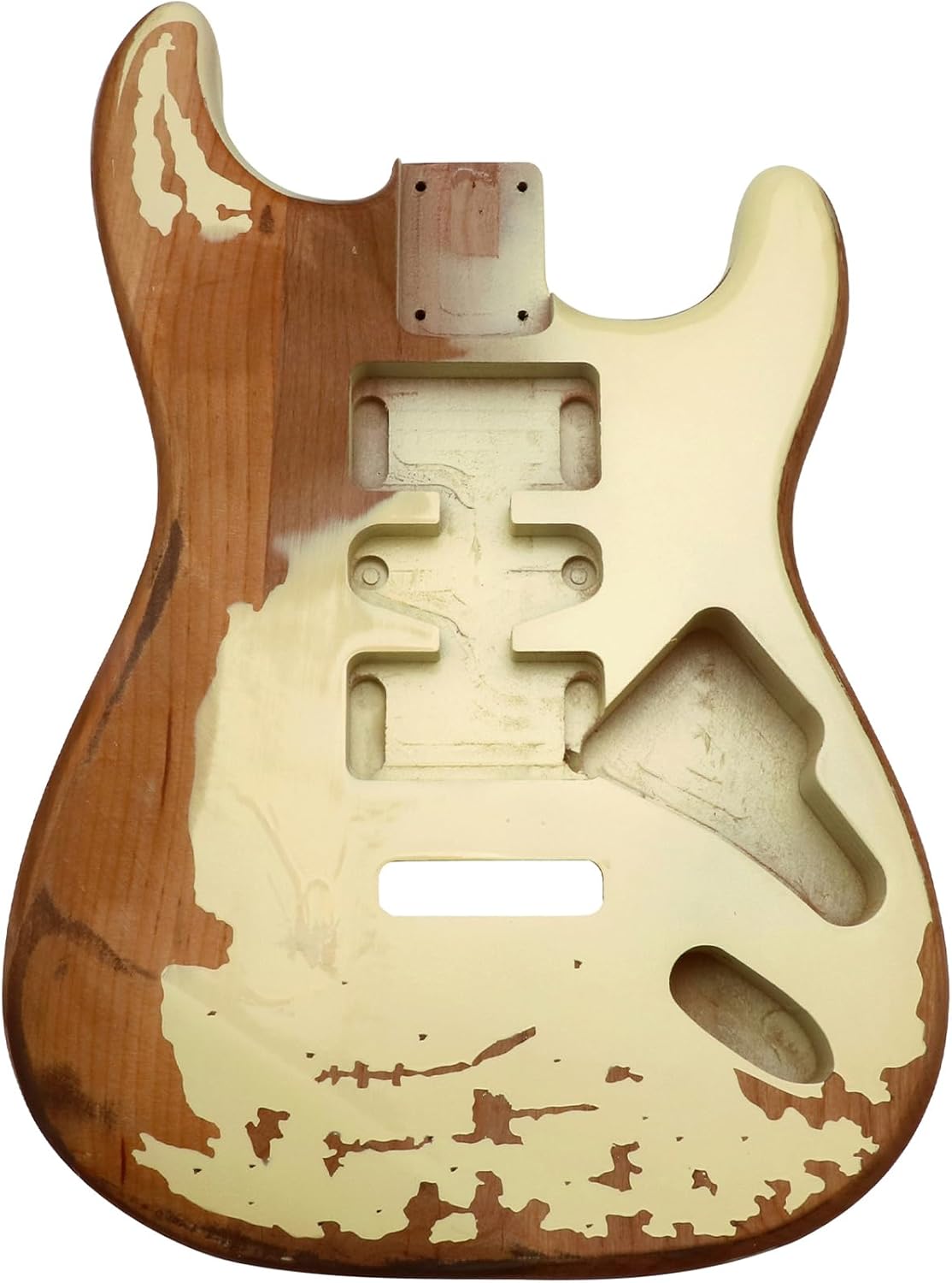 Sunsmile Relic Electric Guitar Body ST Style Nitro Alder DIY Guitar Body H-S-H Route Relic Cream Yellow.