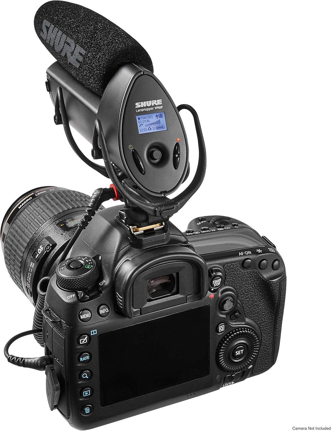 Shure VP83F LensHopper Camera-Mounted Condenser Shotgun Microphone with Integrated Digital Flash Recording - Windscreen, Superior RF Immunity, Backlit LCD, 5-Position Joystick, Rycote Lyre Shock Mount