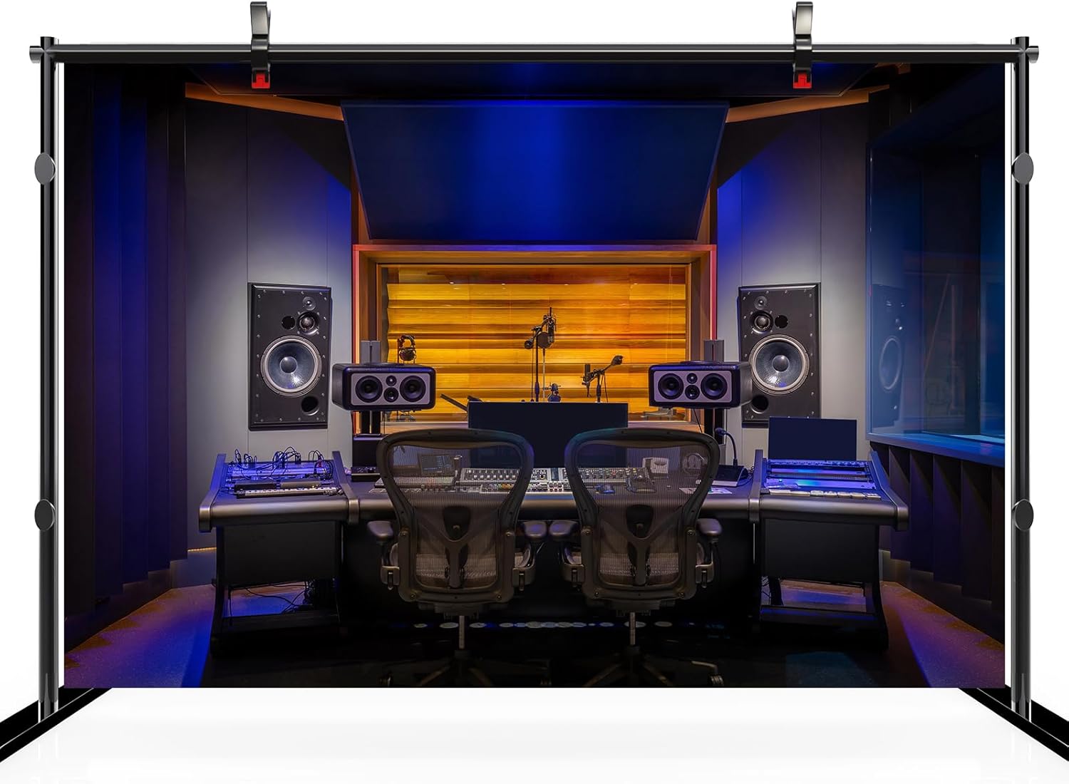 20x10ft Recording Studio Backdrop Modern Mixer Table Sound Source Equipment Listening Device Operation Desk Background Singer Music Producer Party Decor Photo Booth Studio Props Wallpaper