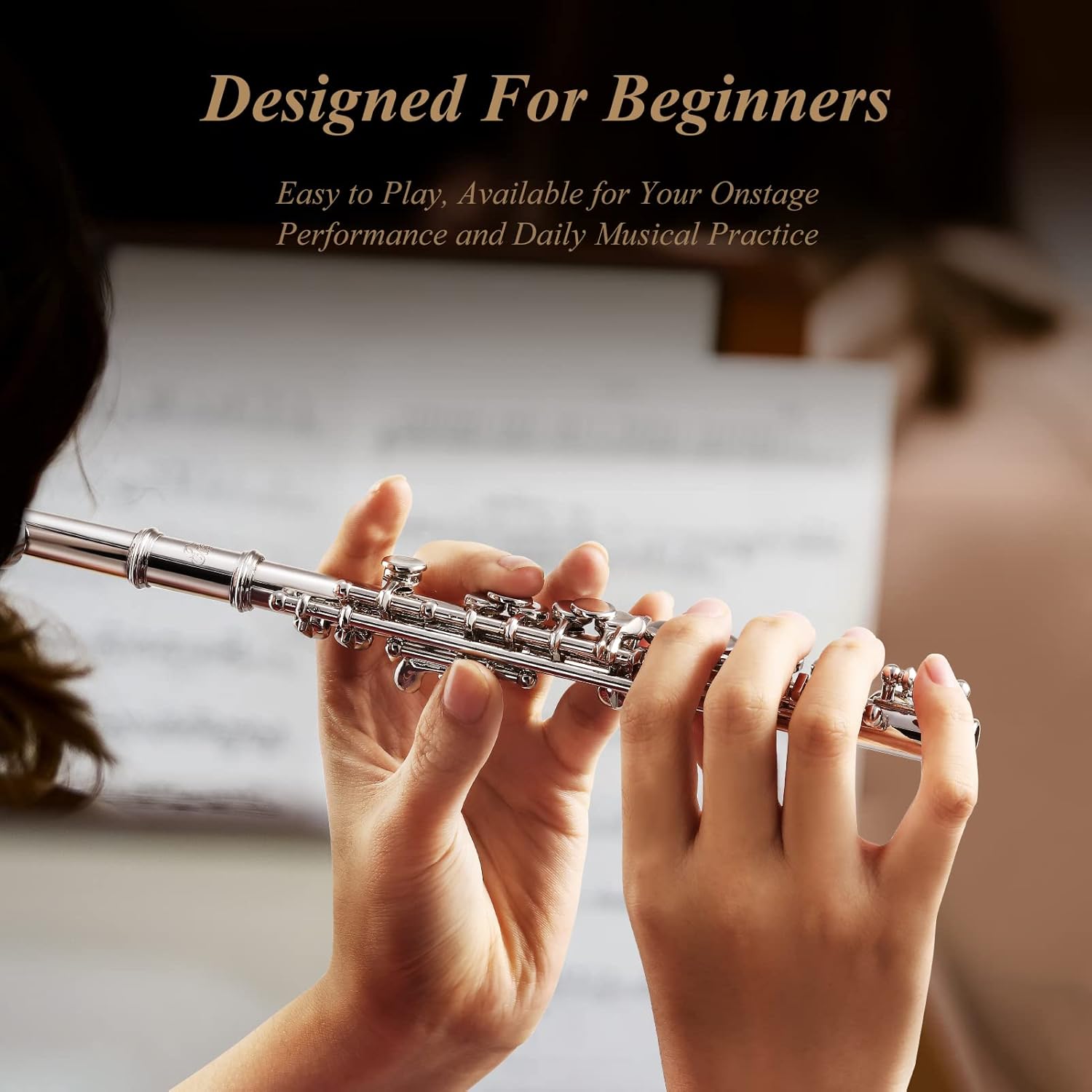 Eastar Piccolo Instrument for Beginners Students, Key of C Flute, Hard Case, Cleaning Kit, Gloves, 2-Piece, Nickel Plated, EPC-1