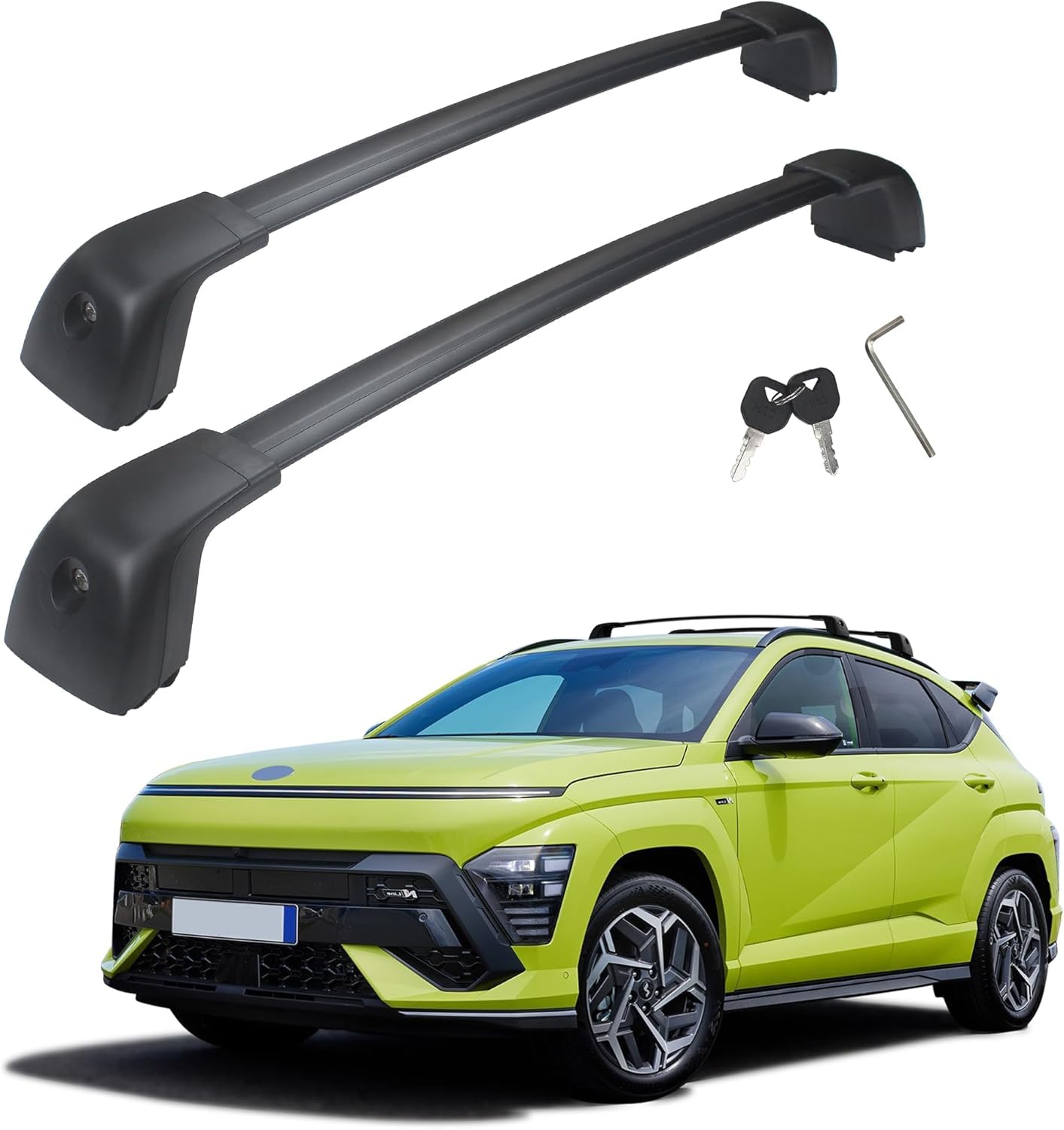 Autekcomma Roof Rack Cross Bars, Replacement for Hyundai Kona SEL Plus/Limited/Ultimate 2018-2023,Anti-Corrosion Aircraft Aluminum Black Matte with Anti-Theft Locks Max Loading Up to 260 lb