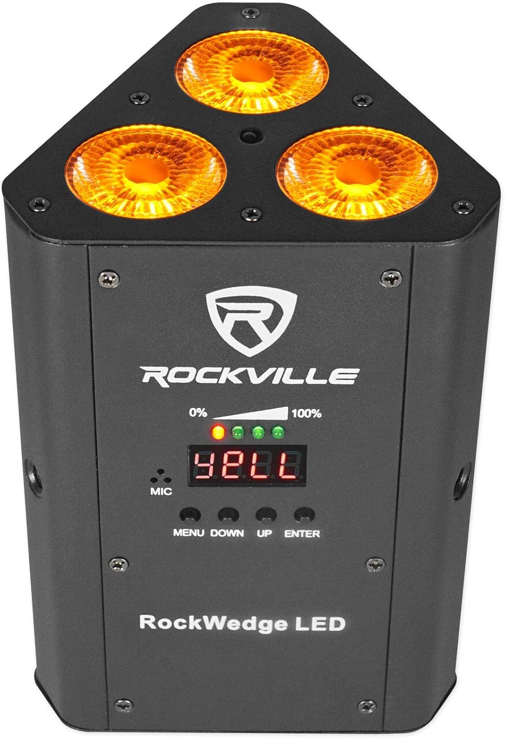 3 Rockville RockWedge LED RGBWA+UV Rechargeable Battery Wireless DMX Lights+Bag