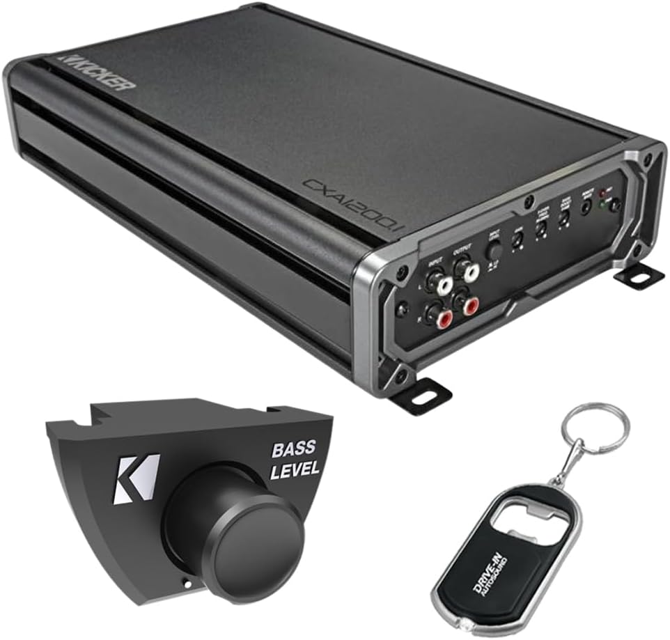 KICKER CX Series 46CXA12001T Mono Subwoofer Amplifier and 46CXARCT Dash-Mount Wired Remote and DIAS Keychain