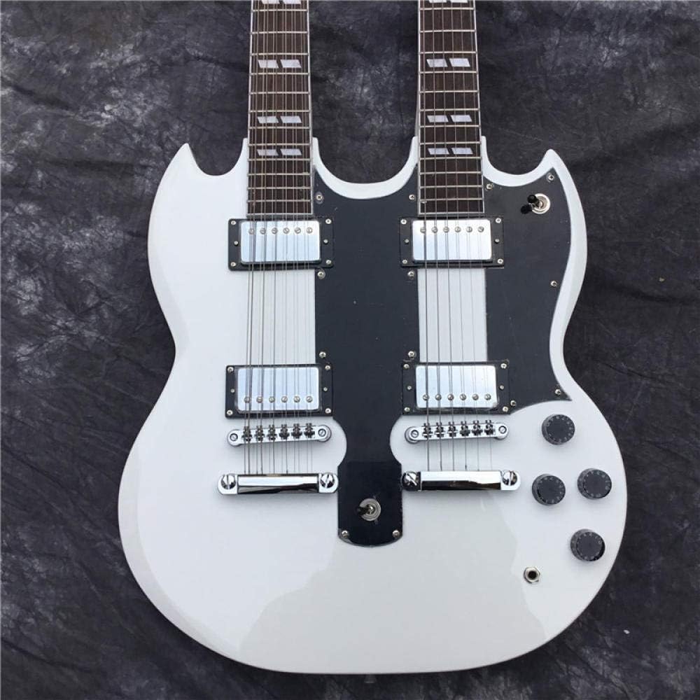 CJWSLYT Guitar Electric Guitar 12 String + 6 String White Guitar String Acoustic Steel Acoustic Guitar Strings ZDANFDD (Color : Guitar and case, Size : 39 inches)