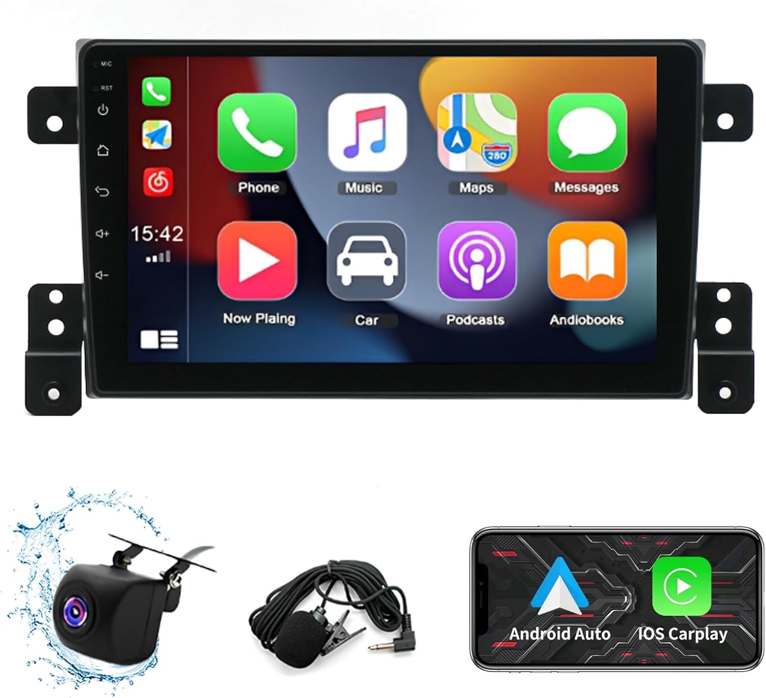 Android 13 Double Din Car Stereo Compatible with Suzuki for Grand for Vitara 2005-2015, 9inch Touch Screen 4G+64G Wireless CarPlay Radio with Android Auto Support GPS FM Backup Camera