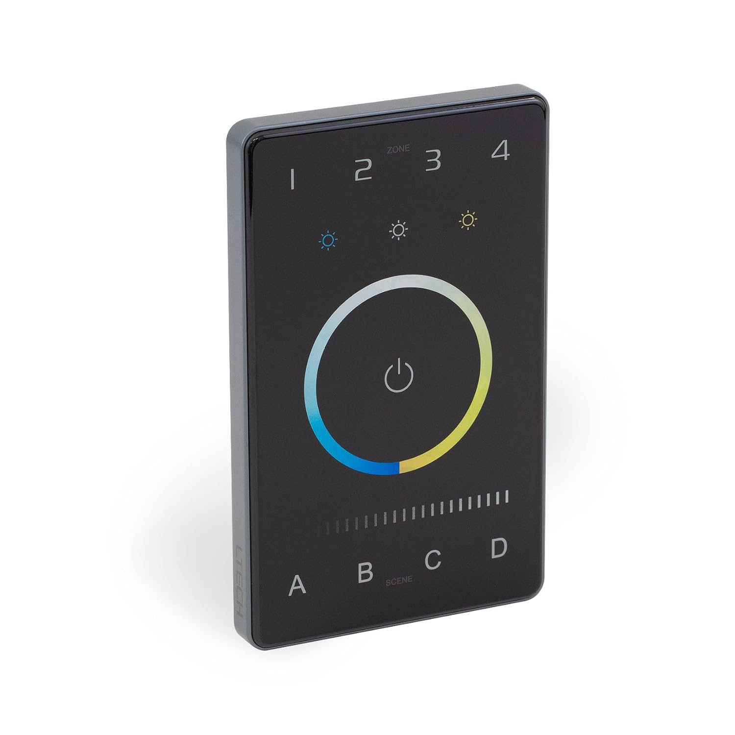 LTech UB2 Tunable White (CCT) DMX & Bluetooth BLE 5.0 Mesh Programmable Touch Panel Wall Mount LED Lighting Controller, 4-Zone & Multi Scene