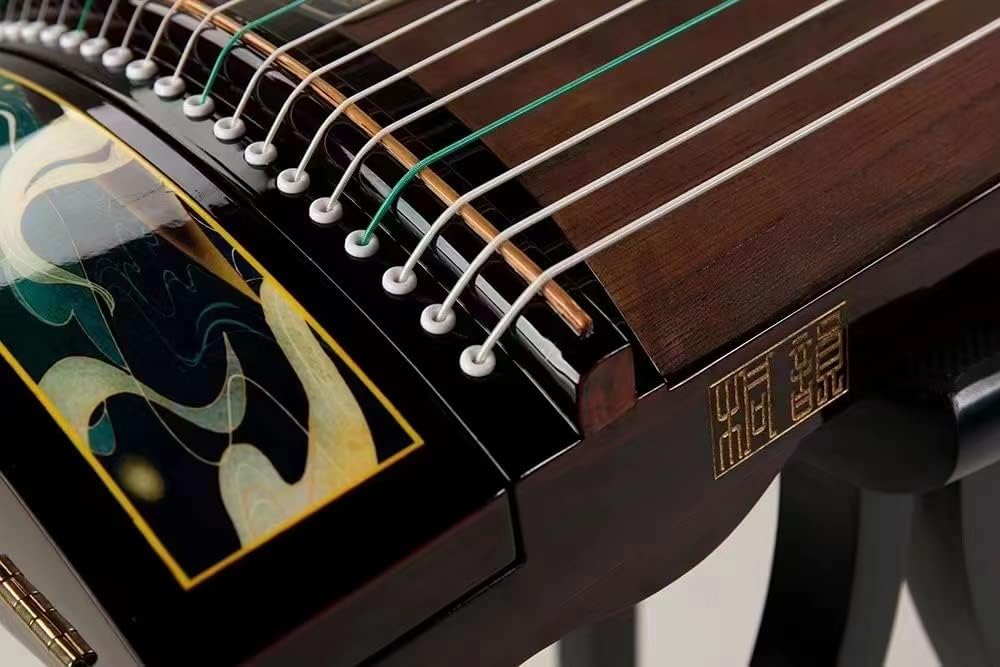 LANDTOM High level Dalbergia cochinchinensis（酸枝木）Wood （实木）Travel Guzheng(135cm) with silk painting For Adults/Children/Senior/Intermediate/Beginner (A) (A)