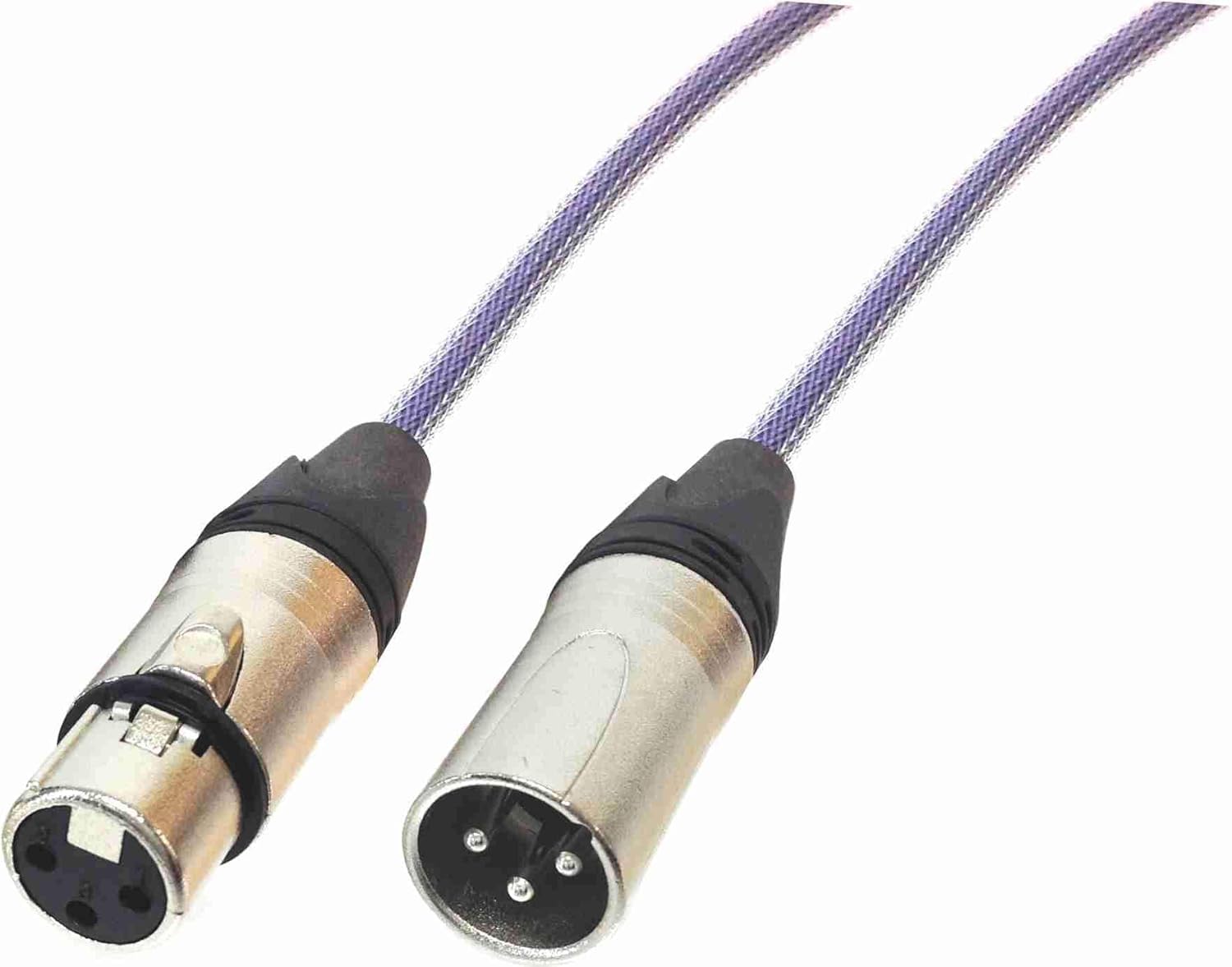 XLR Quad Microphone Cable with Tough Nylon Sleeve Purple 25 feet
