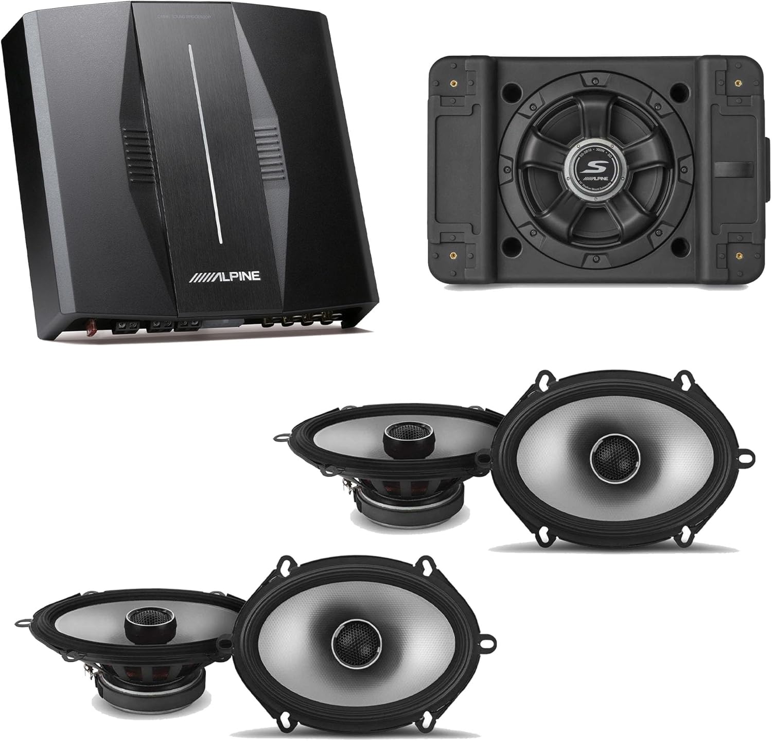 Alpine PXE-C80-88 OPTIM8 8-Channel Hi-Res DSP Amplifier w/SS-SB12 Subwoofer, (2) S2-S68 Bundle