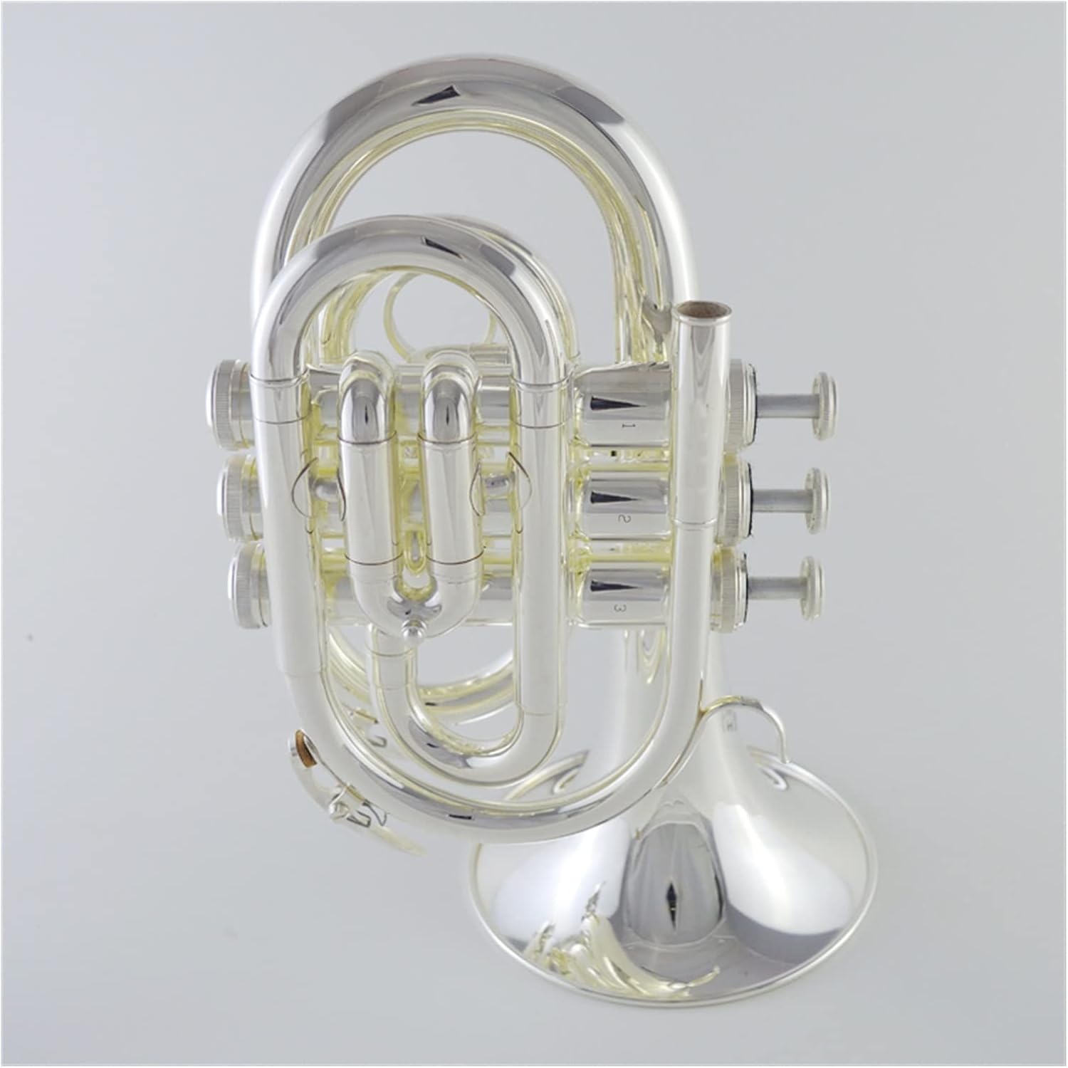KESHUO Hand Pocket Size Portable Trumpet Instrument B Flat Silver Plated Wind Instrument Trumpets