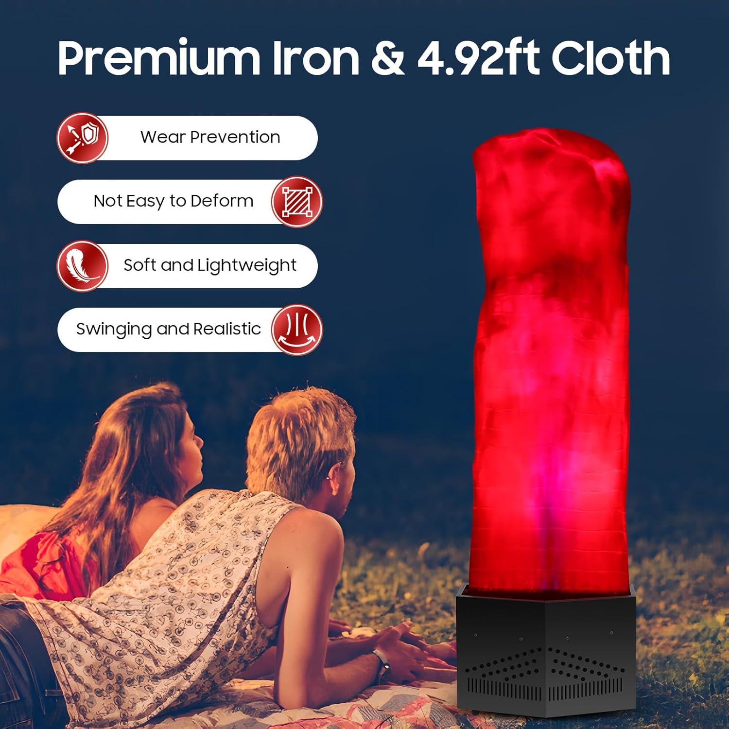 Fake Fire Flame 36 LED Red + Blue, Fake Fire Halloween Fire Lamp Stage Lights with Red Cloth, Artificial Fire Flames Fake Flame Light Stage Show Fire Machine Stage Flame for Nightclub