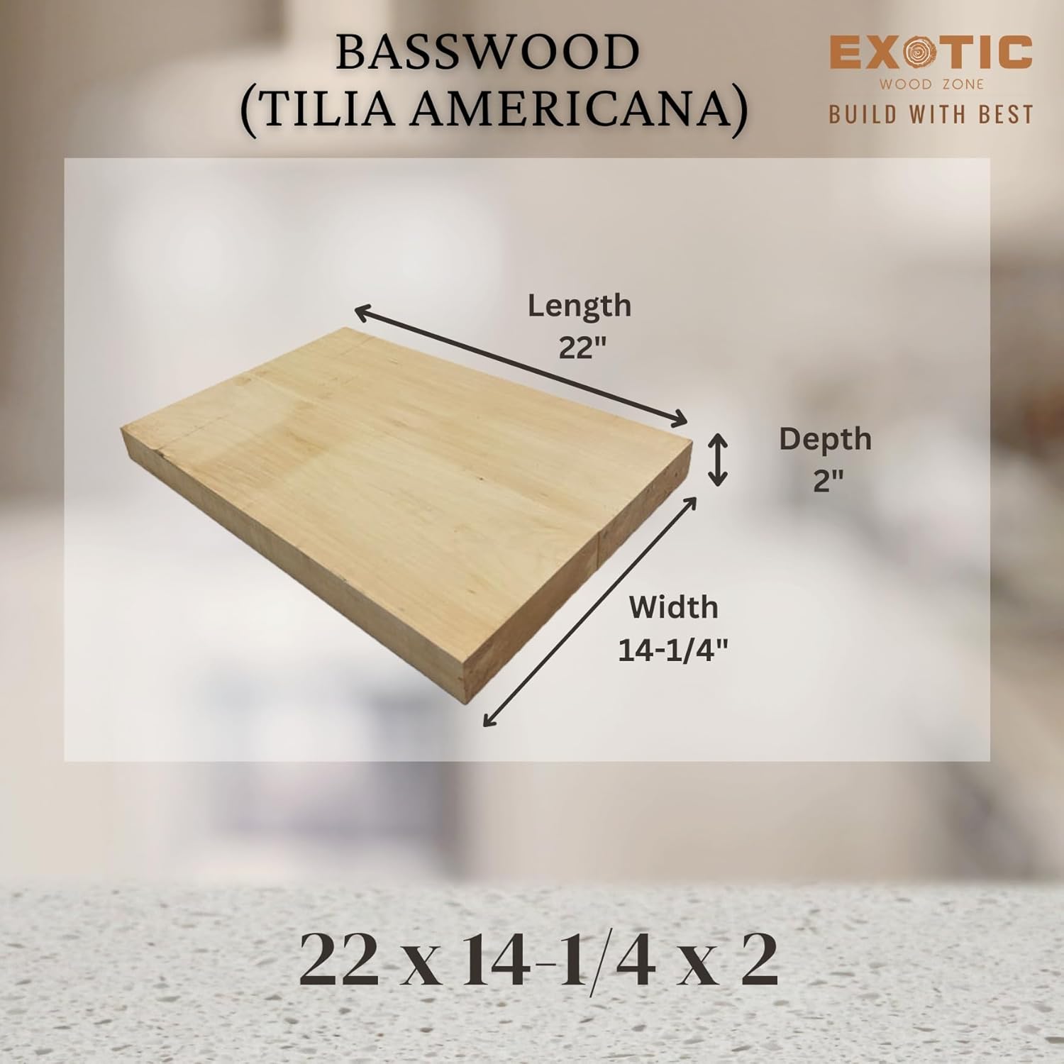 Figured American Basswood Electric Guitar Body Blank, Measuring 22 x 14-1/4 x 2 Inches Planed And Glued 2pcs
