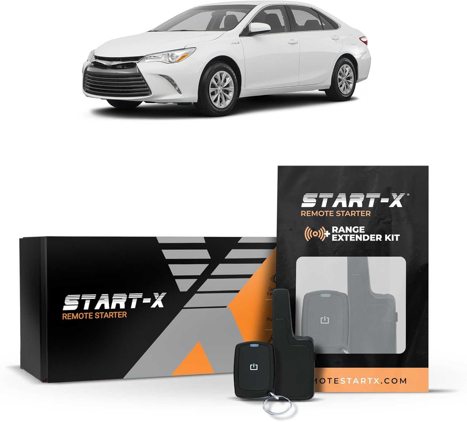 Start-X Remote Starter Kit + 2000ft 1 Way Range Extender for Toyota Camry (2015, 2016, 2017) Vehicles with Key Ignition