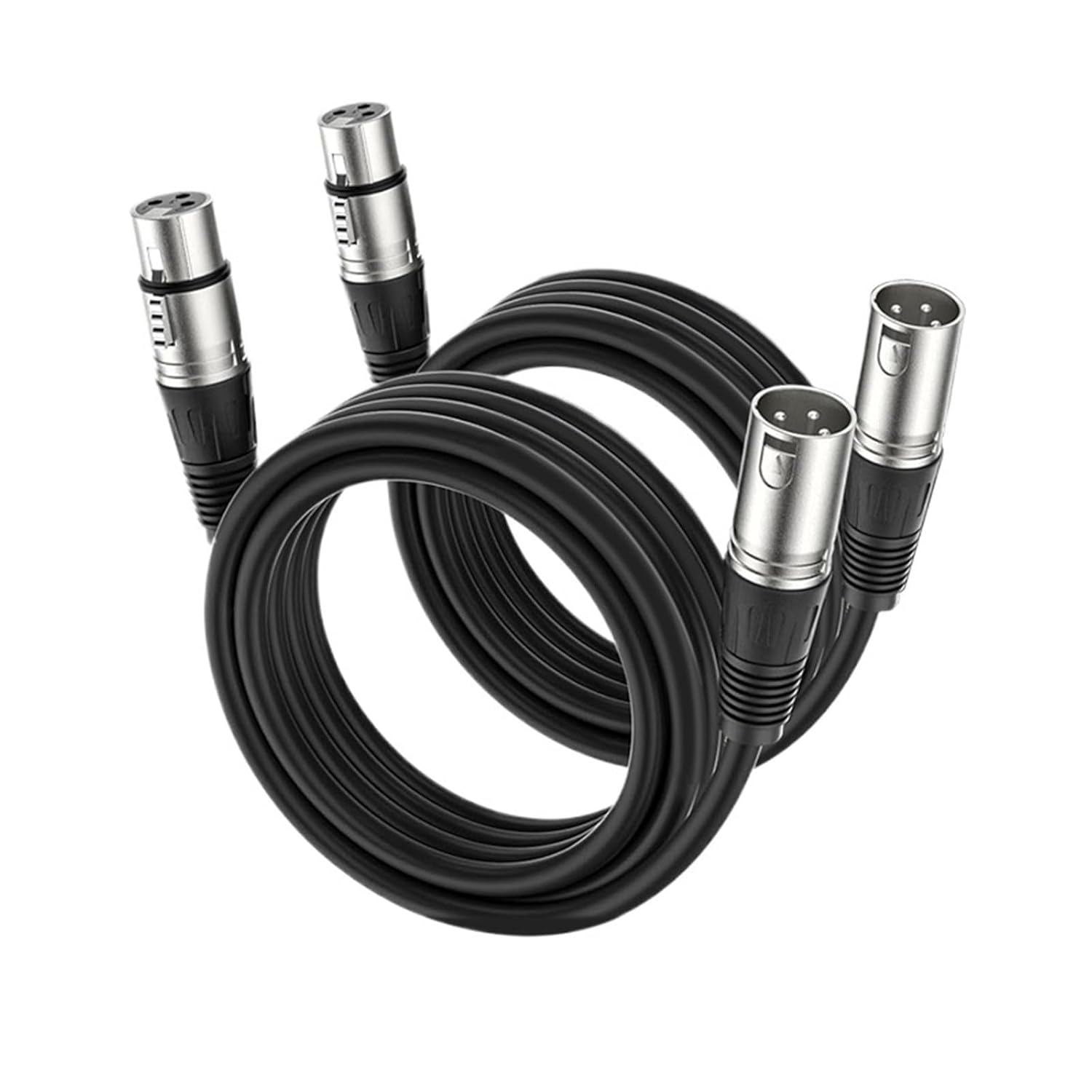 XLR Microphone Cable 3 Pin XLR Male to Female 2Pack Balanced Cable Cord Audio Adaptor with Shield for Speaker Mixer Studio(Black-Pack of 2,3m)
