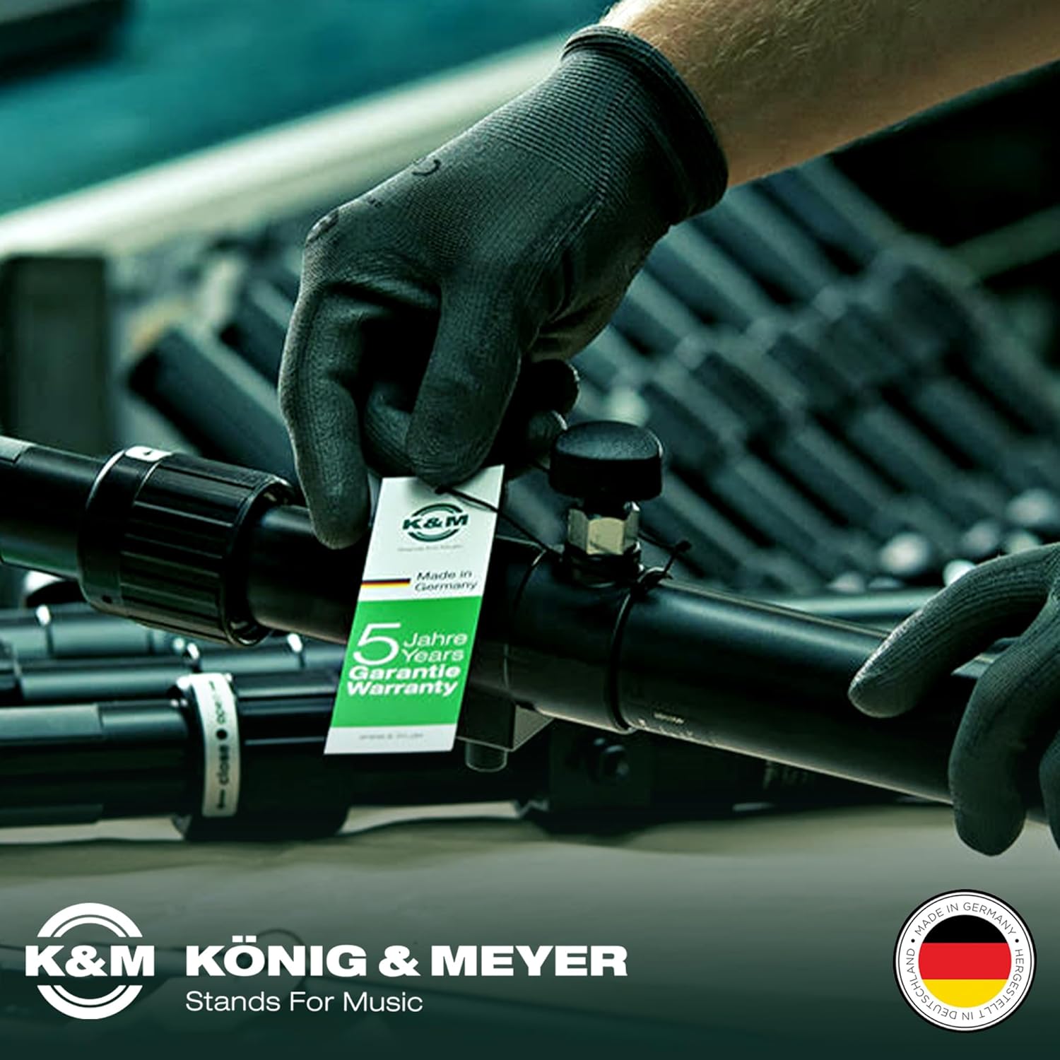 K&M König & Meyer 21075.500.55 Tripod Microphone Stand - Adjustable Telescoping 1-Piece Boom Arm - Professional Grade - Heavy Duty with Folding Leg Base - German Made - Black