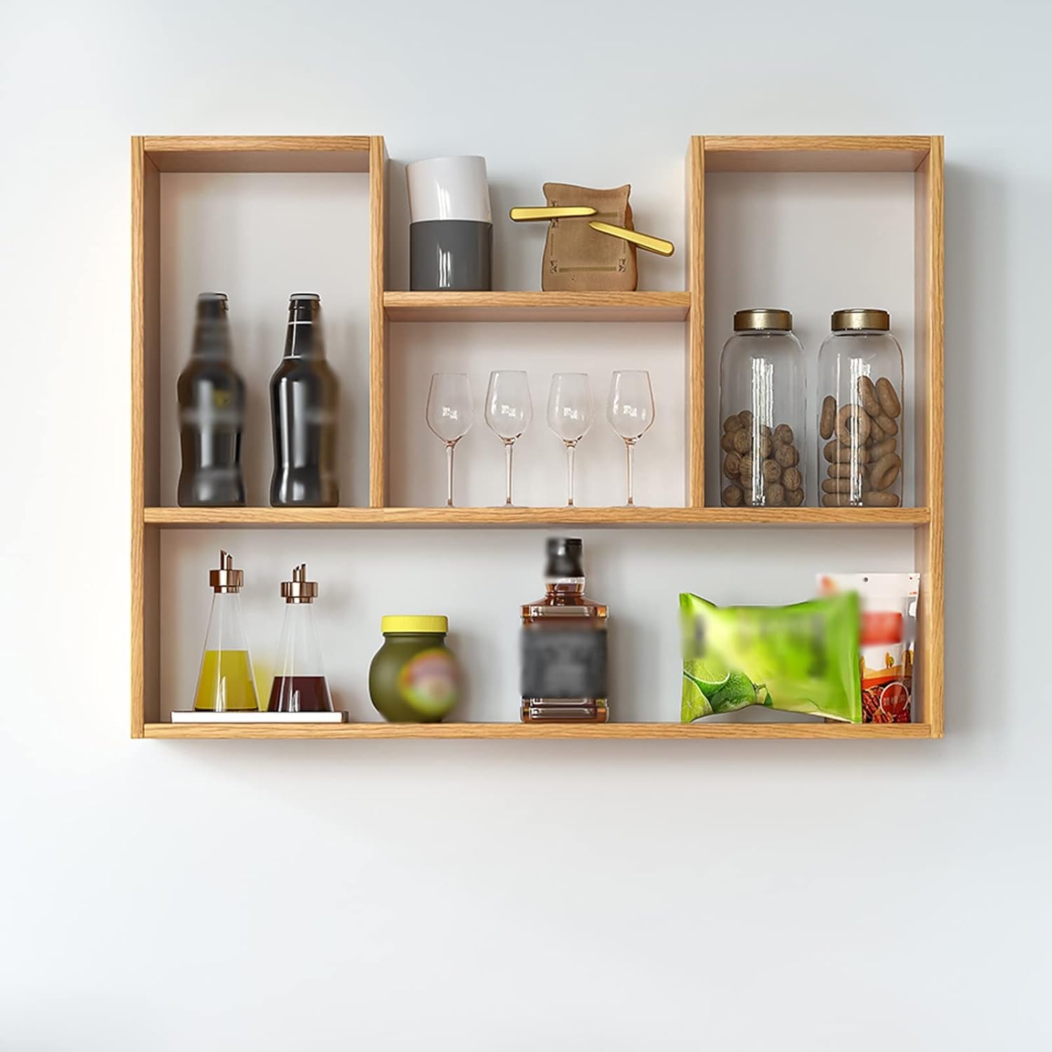 Bookshelf Wooden Wall Hanging Bookshelf Partition Wall Storage Cabinet Open Wall Mount Bookcase for Living Room, Office, and Bedroom Bookcase (Color : A, Size : 100cm)