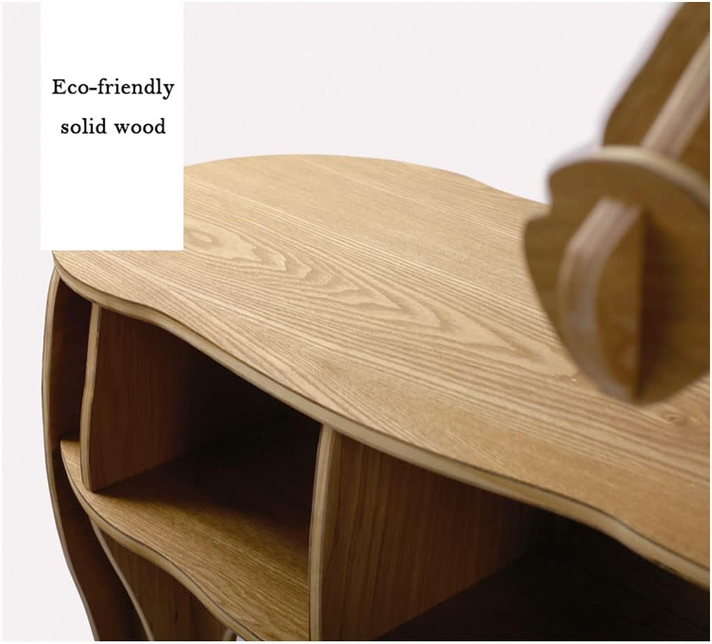 Animal Bookshelf W/ 2 Drawer Solid Wood Storage Rack Floor Standing Creative Elk Shaped Bookcase Corner Side Cabinet for Living Room