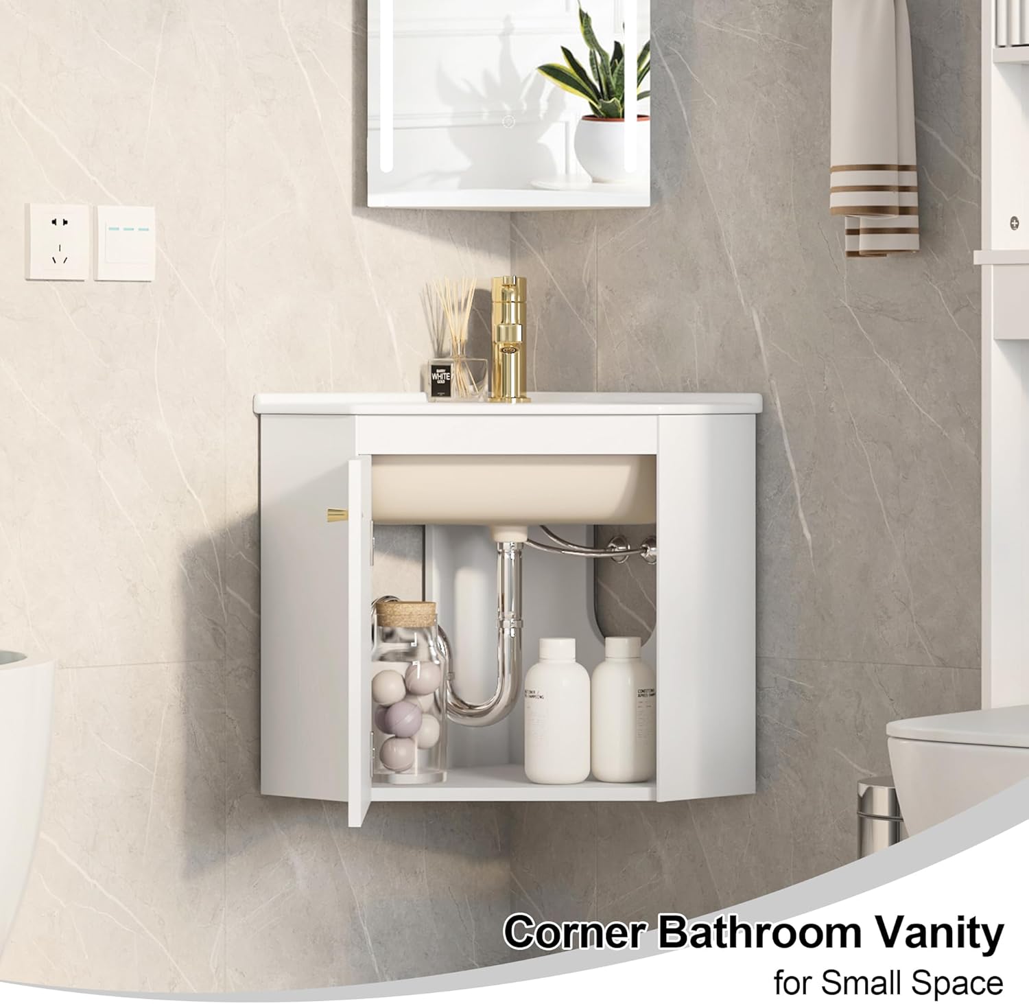 Corner Bathroom Vanity Sink Cabinet 24