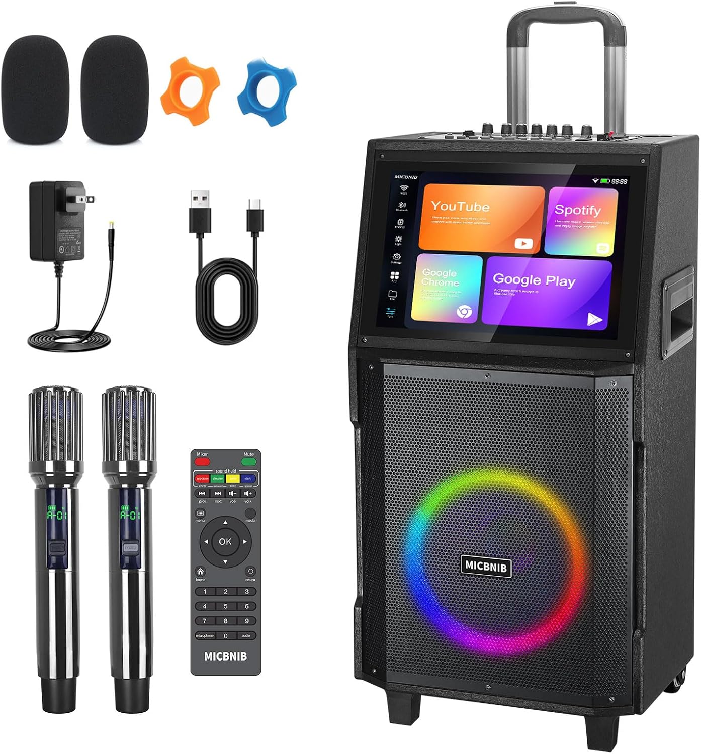 Karaoke Machine for Adults with Lyrics Display and Screen,Portable Bluetooth Speaker for Party,TV, Karaoke System with 2 Wireless Microphone for Any Occasion