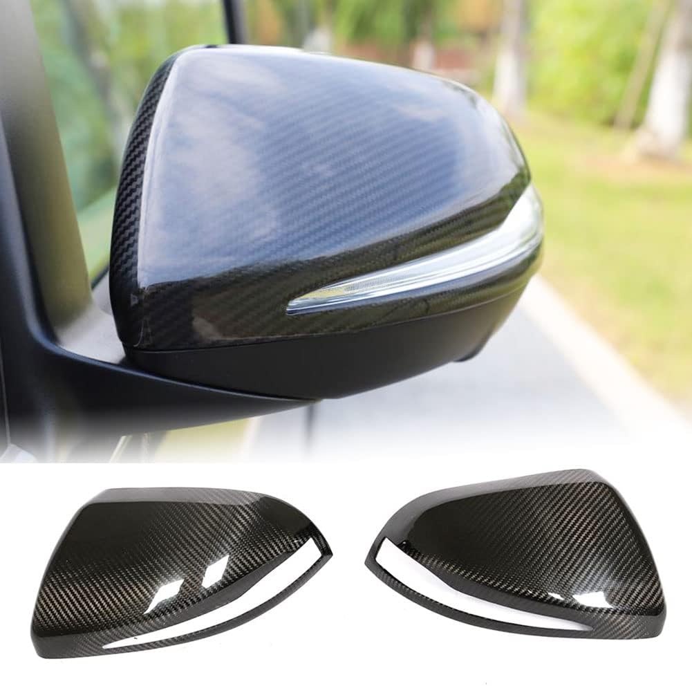 MCARCAR KIT Real Carbon Fiber Mirror Covers for Mercedes Benz V Class Vito W447 2016-2018 V250 V220D Add on Style Rearview Side Rearview Mirror Caps Car Exterior Outside Shell