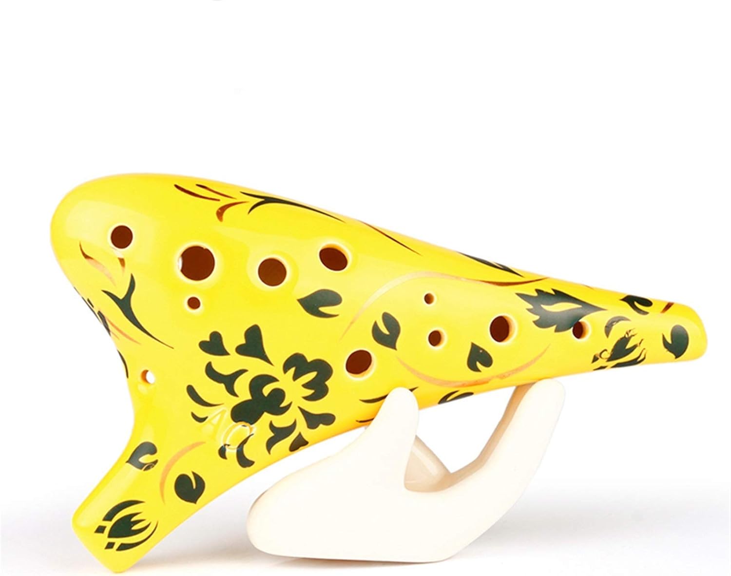 12 Holes C Key Ocarina White/Yellow with Blue Flower Musical Instruments Chinese Element Woodwind Instrument Flute (Color : White Ocarina)(Yellow Ocarina)