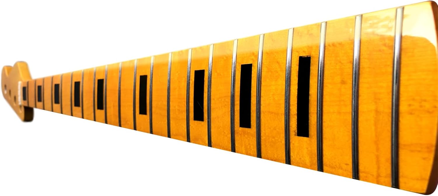 Maple Replacement Electric Bass Guitar Neck, 4-String 21 Fret 34'' Scale Length 38mm Nut and 64mm Heel Maple Fretboard Bolt On Finished Bass Neck DIY Installation & Repair