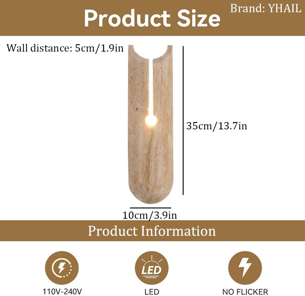 Creative Wall Mount Light Fixture E27 Corner Light Beige Travertine Hollow Lampshade Bathroom Indoor Sconce Lighting Farmhouse Wall Lighting for Hallway Living Room House Entryway