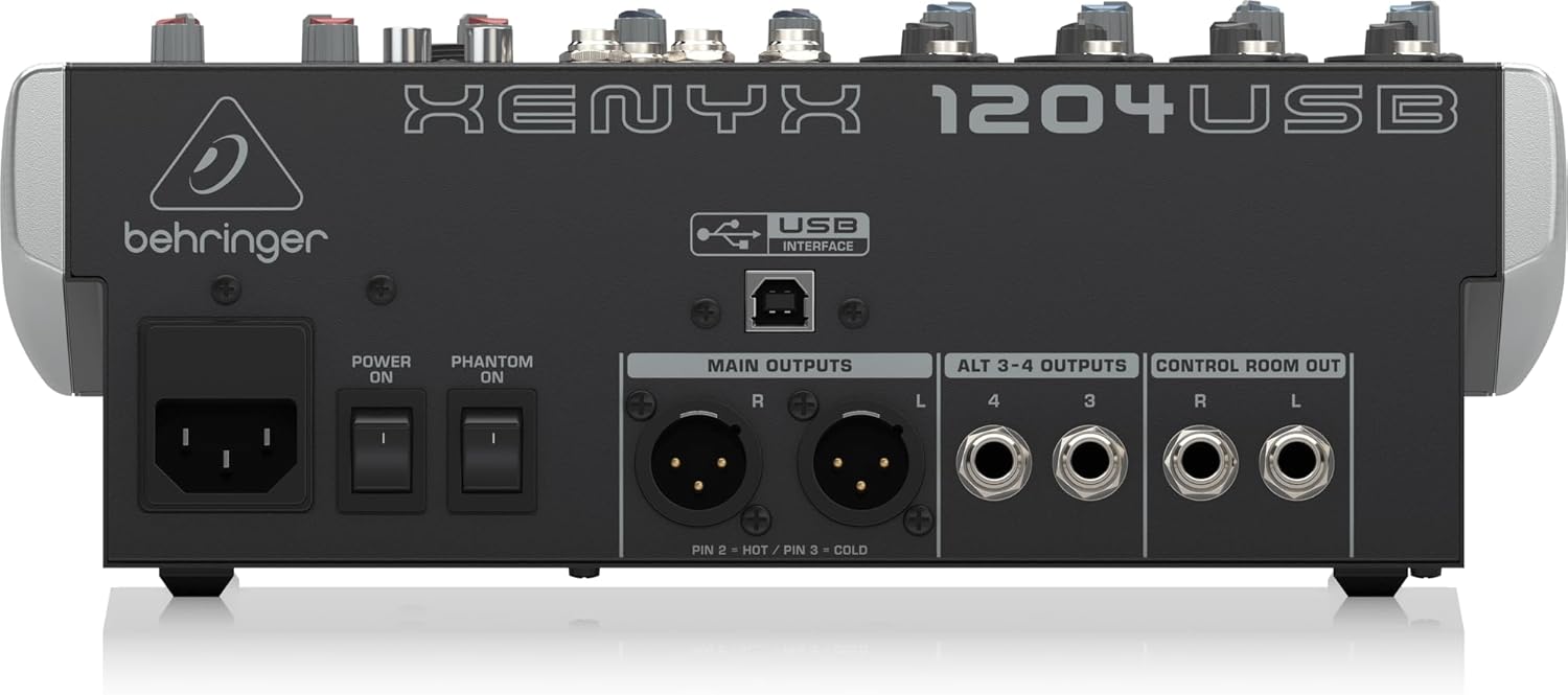 Behringer XENYX 1204USB Premium 12-Input 2/2-Bus Mixer with XENYX Mic Preamps and Compressors, British EQ and USB/Audio Interface