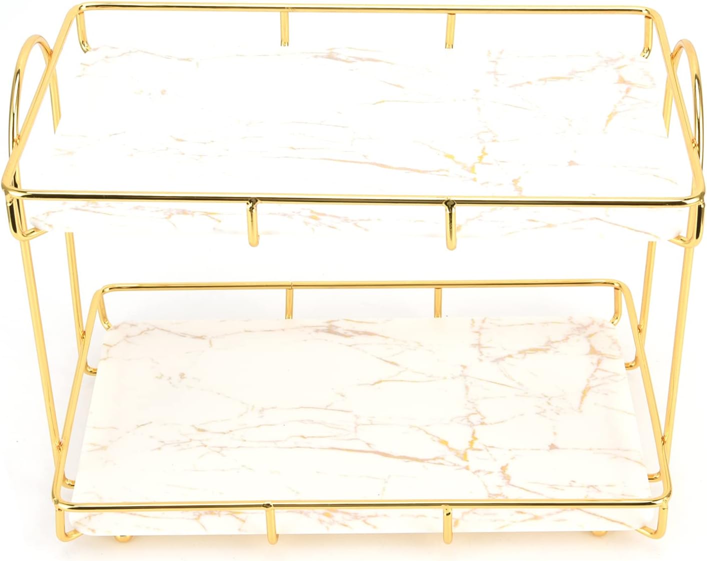 Bathroom Shelf Wall Mounted, 2 Tiers Gold Bathroom Countertop Rack Metal Storage Shelf Bathroom Corner Shelf Bathroom Countertop Rack Bathroom Container for Home Hotel Gold