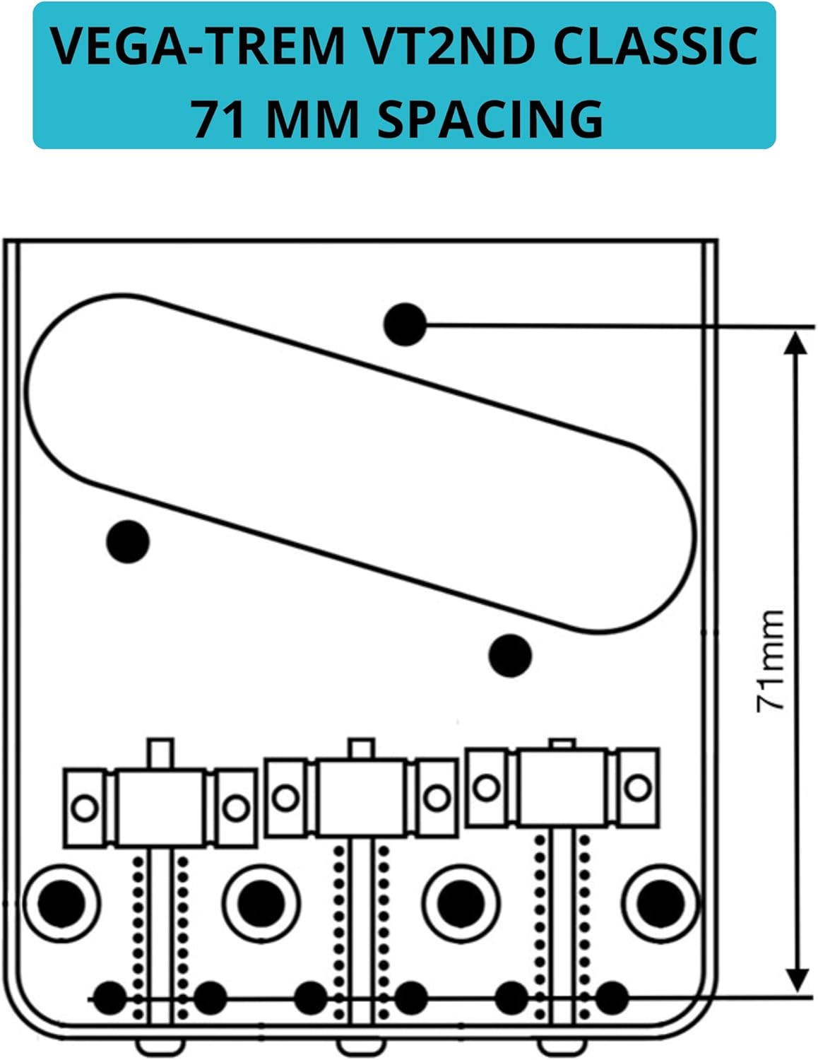 Vega-Trem VT1 Standard 6-Screw Black Stratocaster Guitar Tremolo and Vega-Trem VT2ND Teletrem Classic Telecaster Guitar Tremolo bundle - Bridge For Strat Bridge For Tele with logo