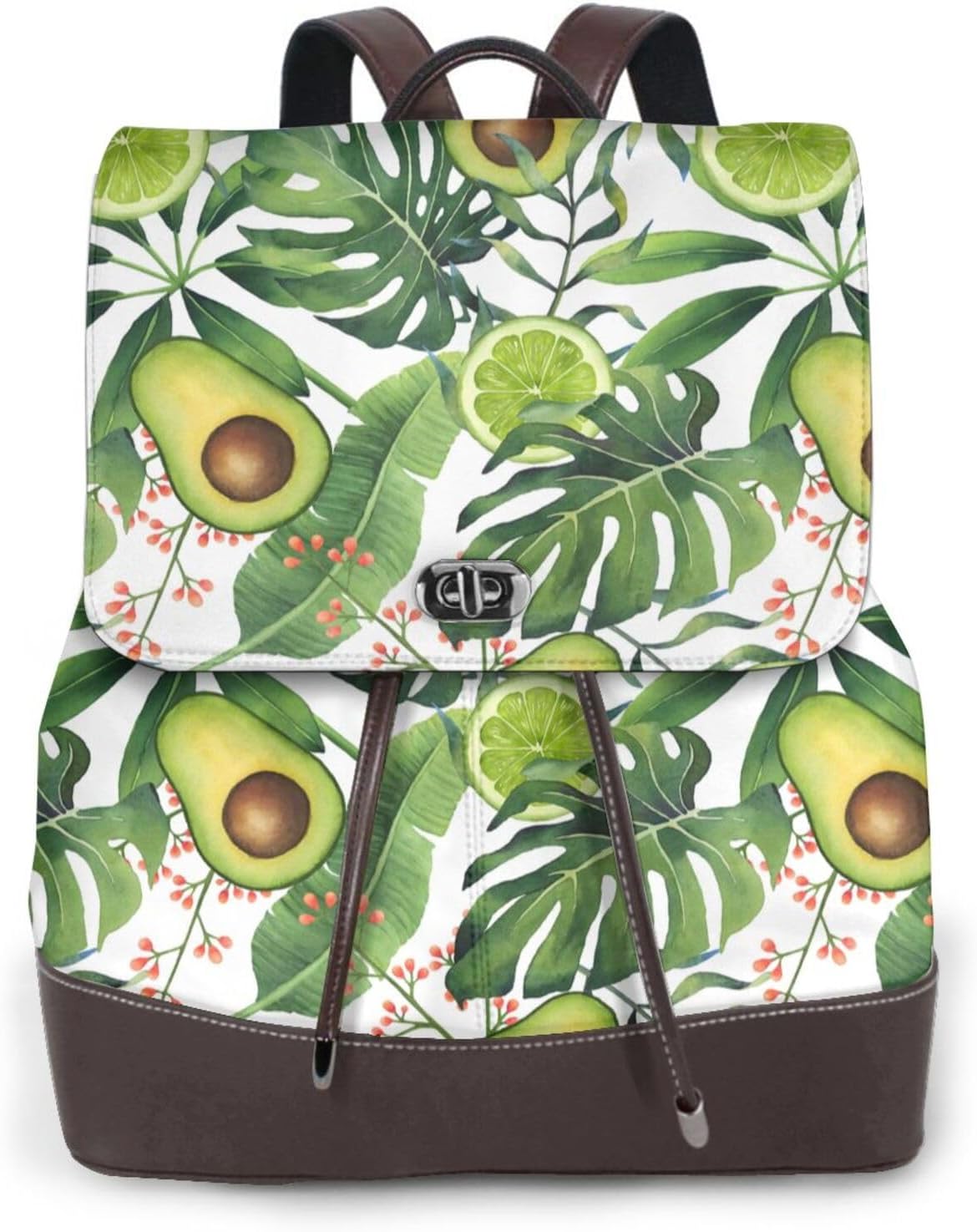 Watercolor Green Tropical for Womens Backpack Purse Microfiber PU Anti-theft Large Fashion Designer Travel Bag Ladies Shoulder Bags