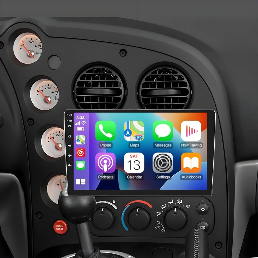 PHEZEN 9 inch Touchscreen Car Stereo Fit for Dodge Viper 2005-2006, Android 13 Double Din Car Radio with Carplay & Android Auto in-Dash Navigation BT Mirror Link WiFi Backup Camera 2+32G