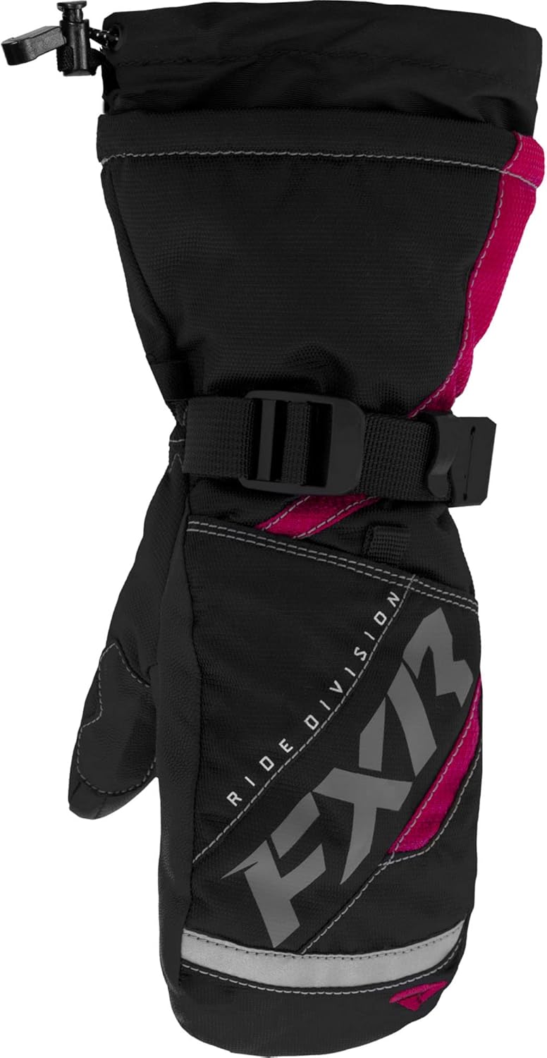 FXR Child Helix Race Mitt Snowmobile Gloves Waterproof Racing Black/Fuchsia