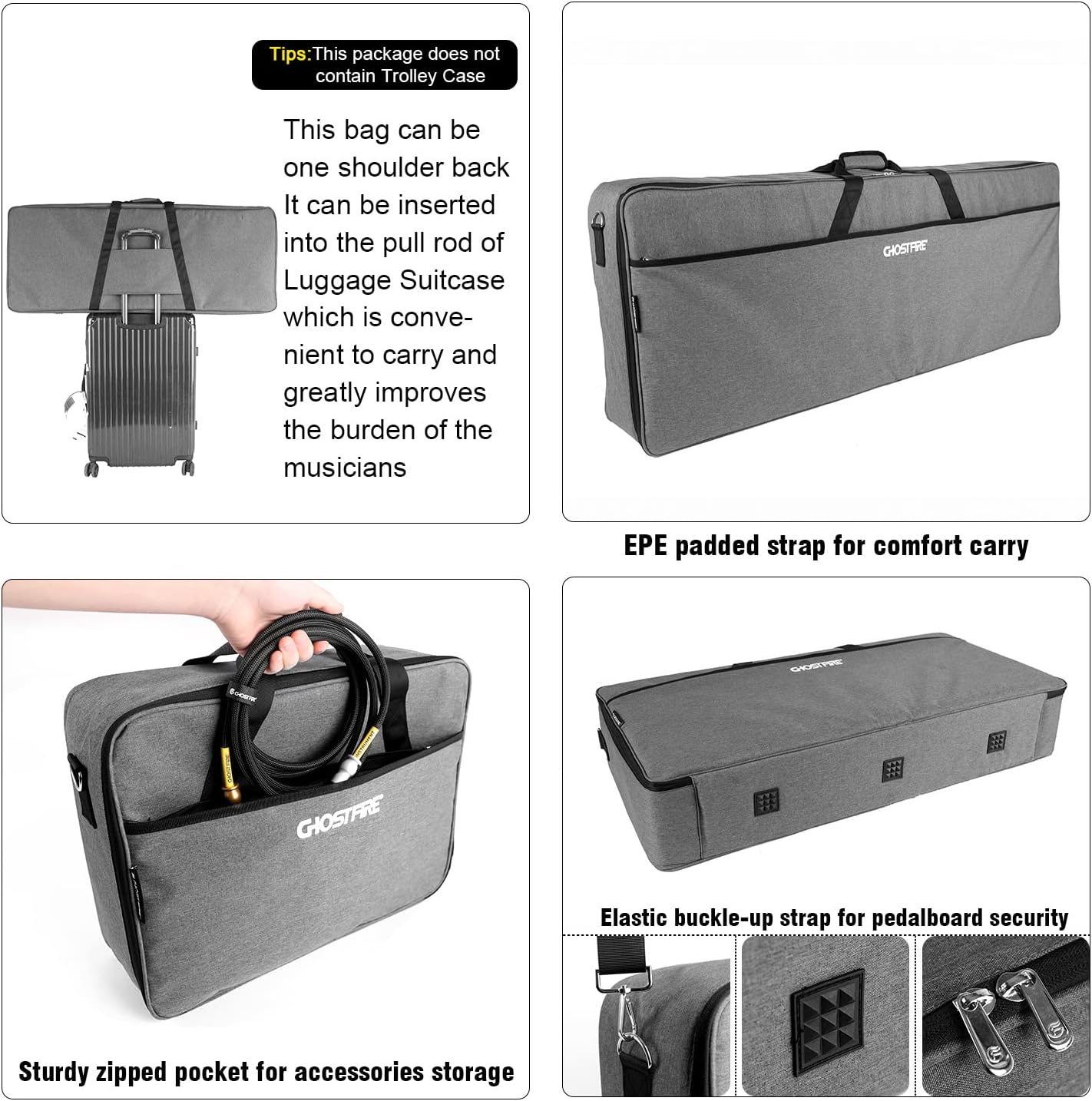 Ghost Fire Guitar Pedal Board Aluminum Alloy 8.15lb Effect Pedalboard 41.7