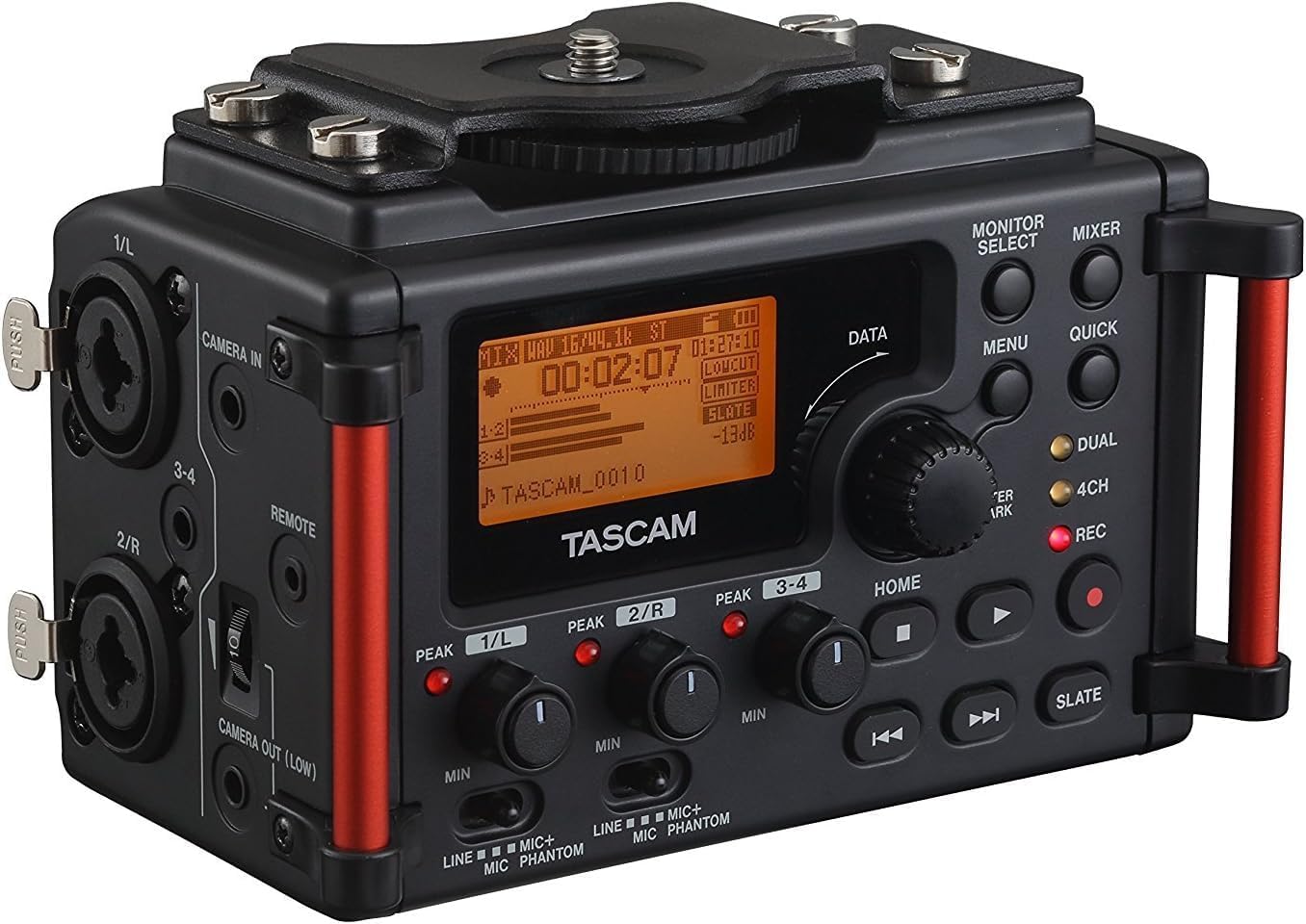 TASCAM 4-Channel Portable Audio Recorder for Videographers, 2 Combo XLR/TRS