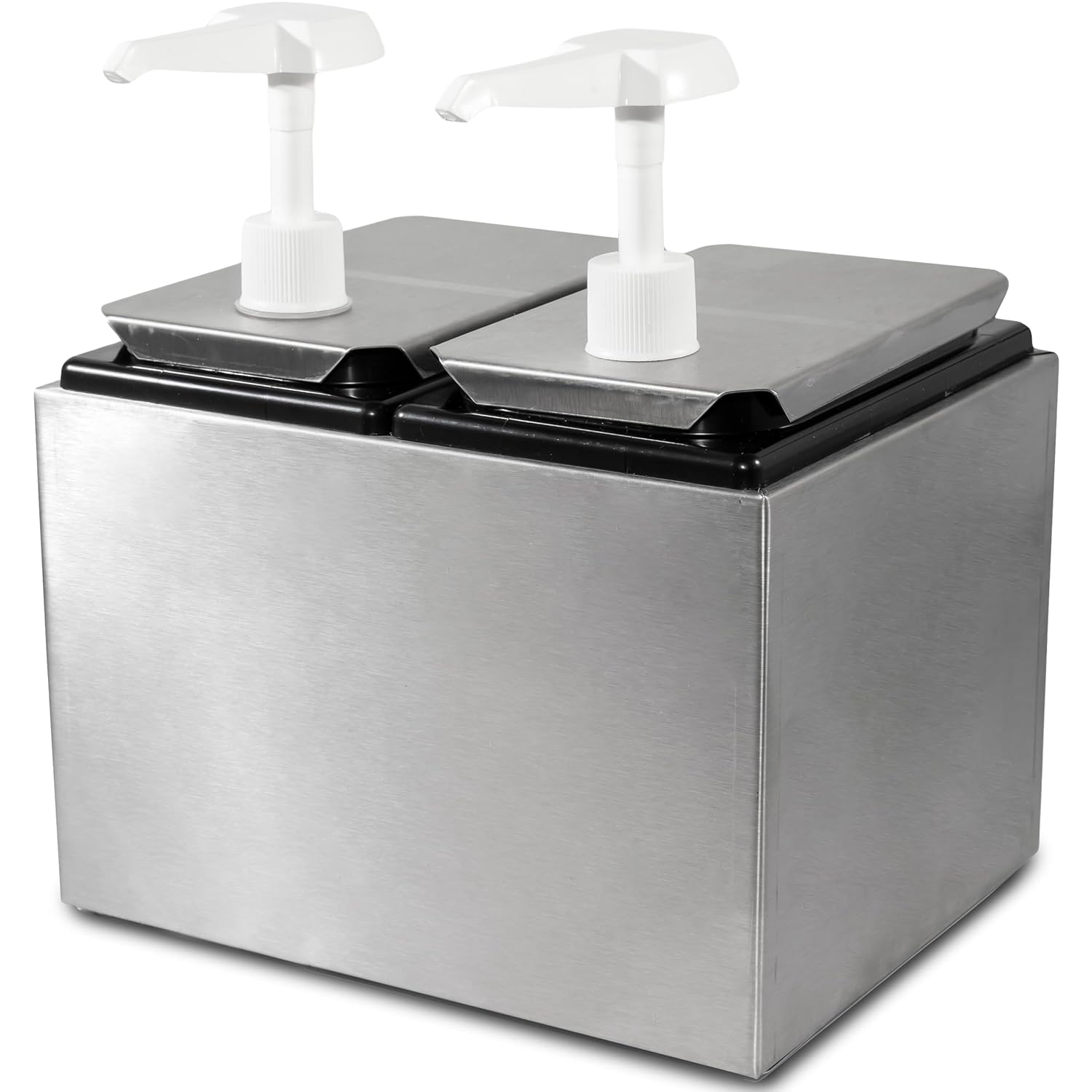 Carlisle FoodService Products Condiment Rail Condiment Center with 2 Standard Pumps for Gas Stations, Restaurants, And Fast Food, Stainless Steel, 9.63 x 7.75 x 10.75 Inches, Silver